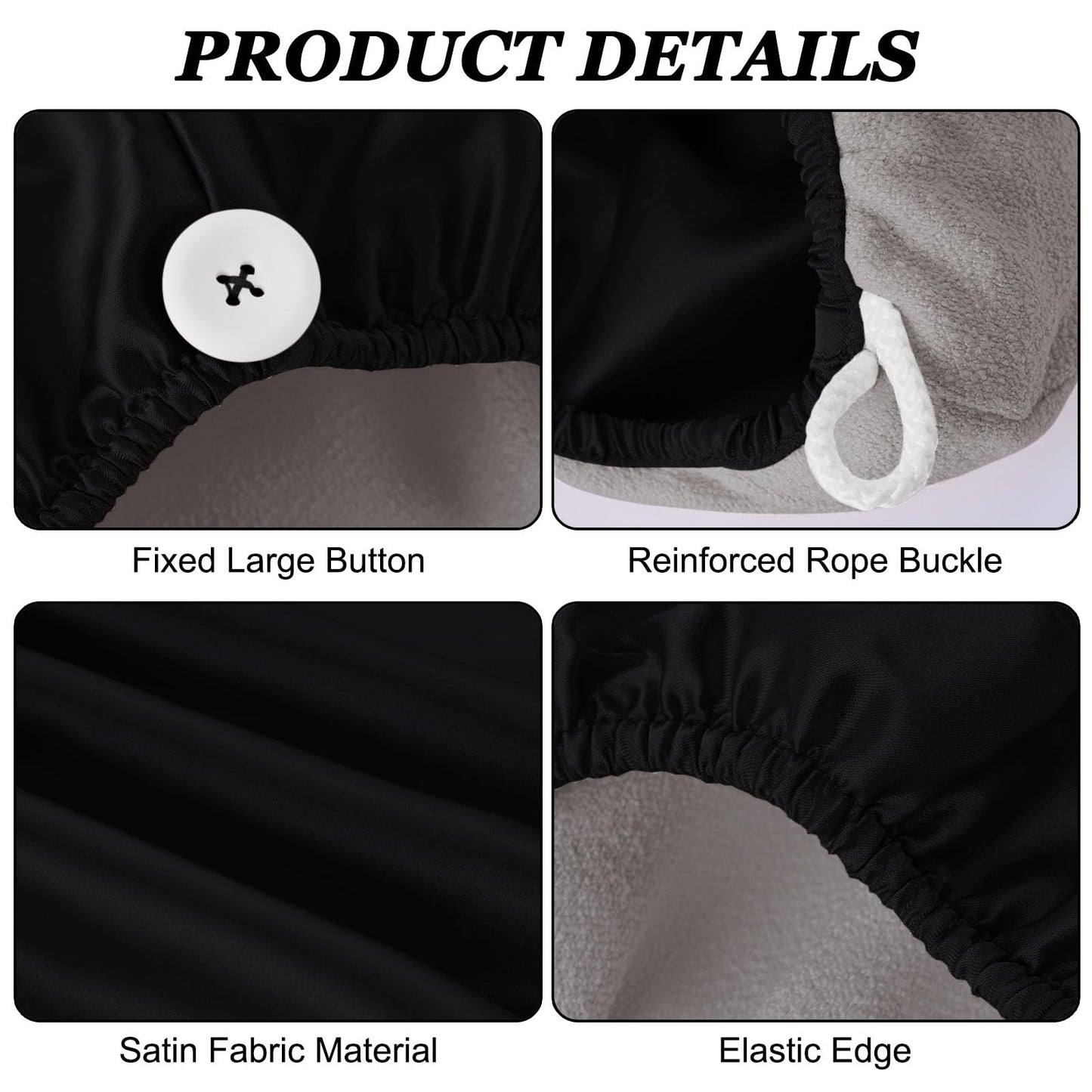 Lkw Ogechi Double Layer Microfiber Satin Hair Drying Towel Wrap 70x25cm with Button, Soft and Anti Frizz Hair Turban Towels