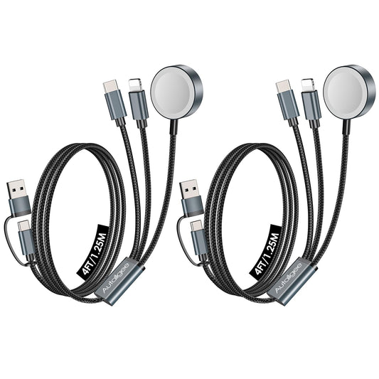 2Pack Upgraded 3 in 2 Multi Charger Cable for Apple Watch iWatch Charger Travel Essentials Multi Fast Charging Cable Compatible with iWatch