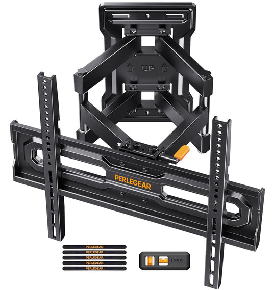Perlegear TV Wall Bracket for 23-70 inch TVs, Full Motion TV Wall Bracket up to 50kg with Tool-Free Tilt, Swivel Tilt Extend Wall Mount, Preassembled