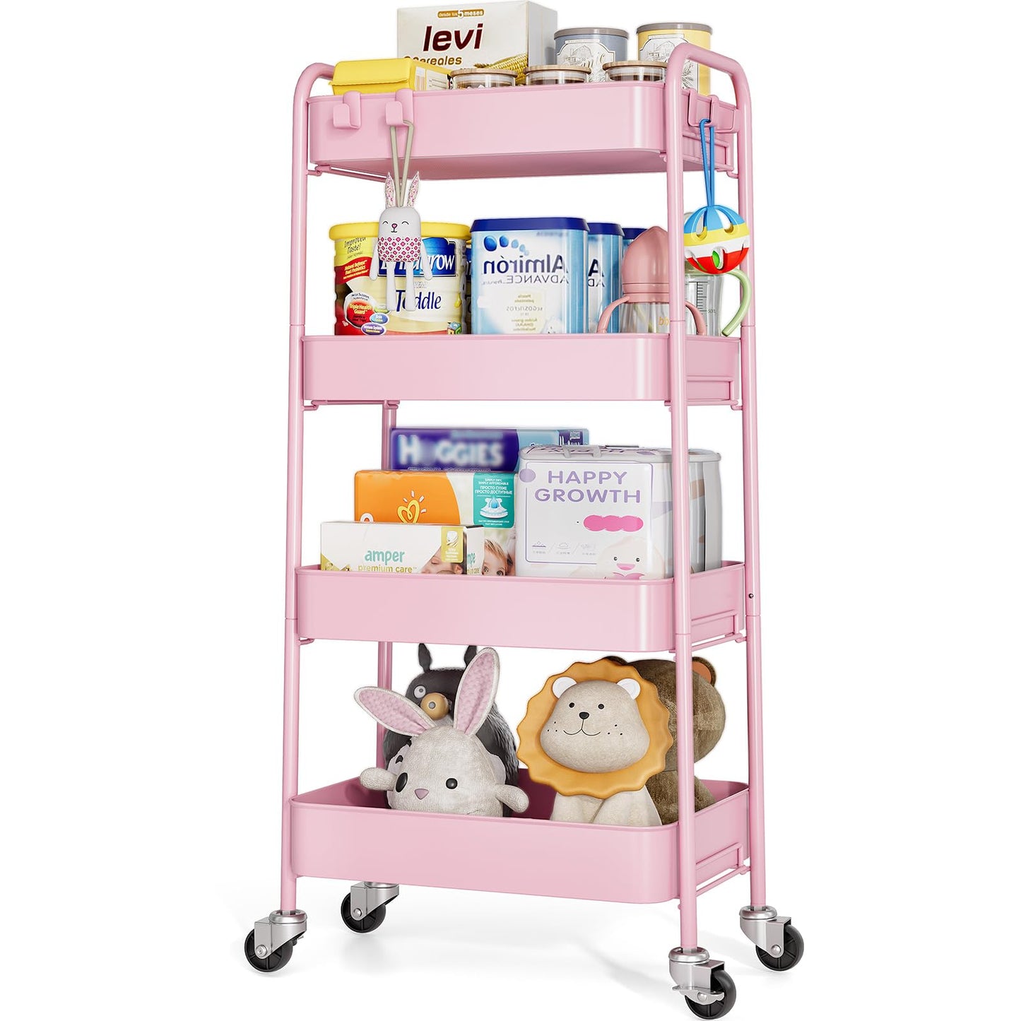 KINGRACK 4 Tier Metal Storage Trolley on Wheels