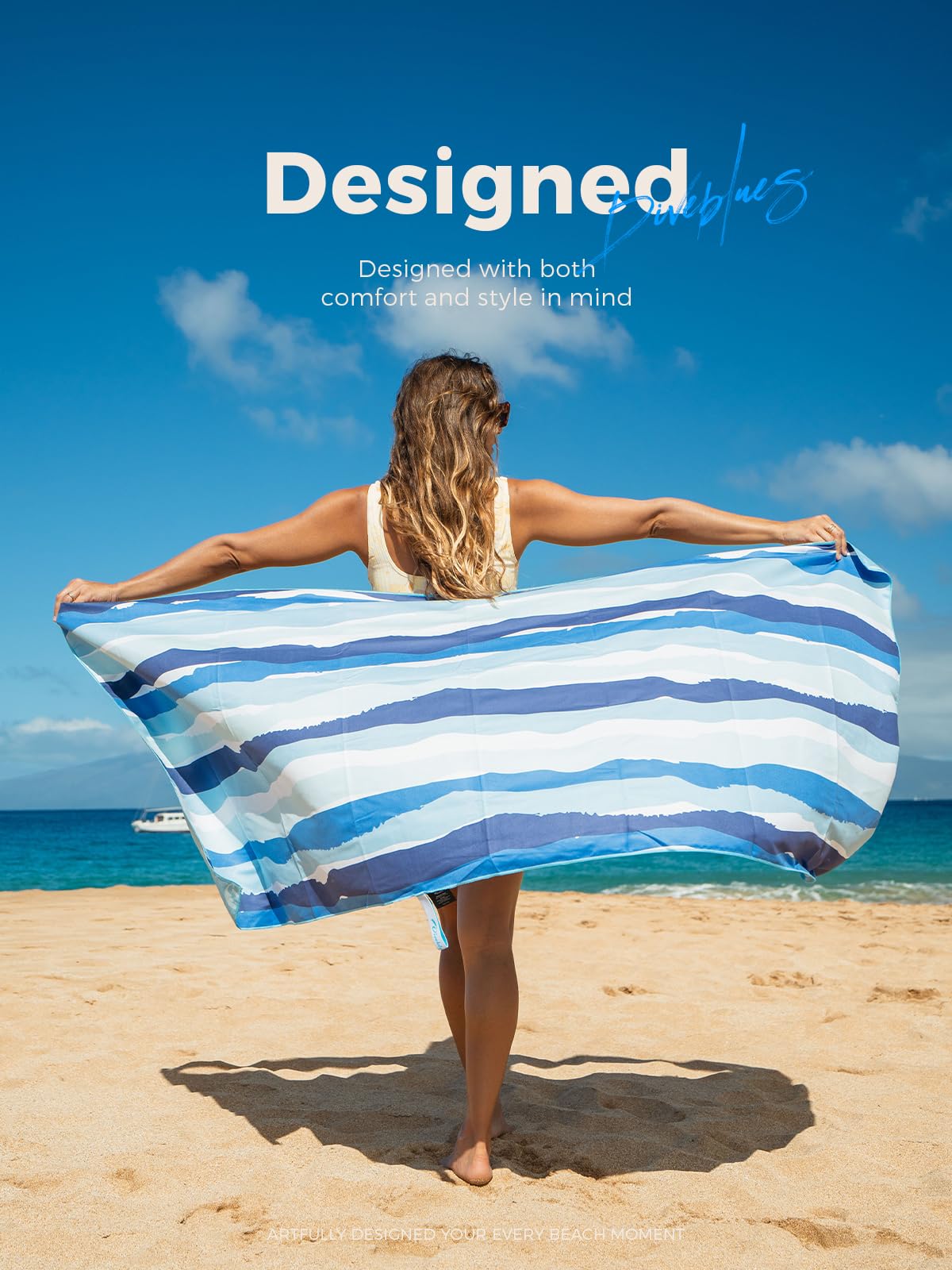 Diveblues Microfiber Beach Towel Fast Drying, Extra Large 71" x 32" Sand Free Beach Towel Super Lightweight Towels for Swimming Pool, Camping, Picnic
