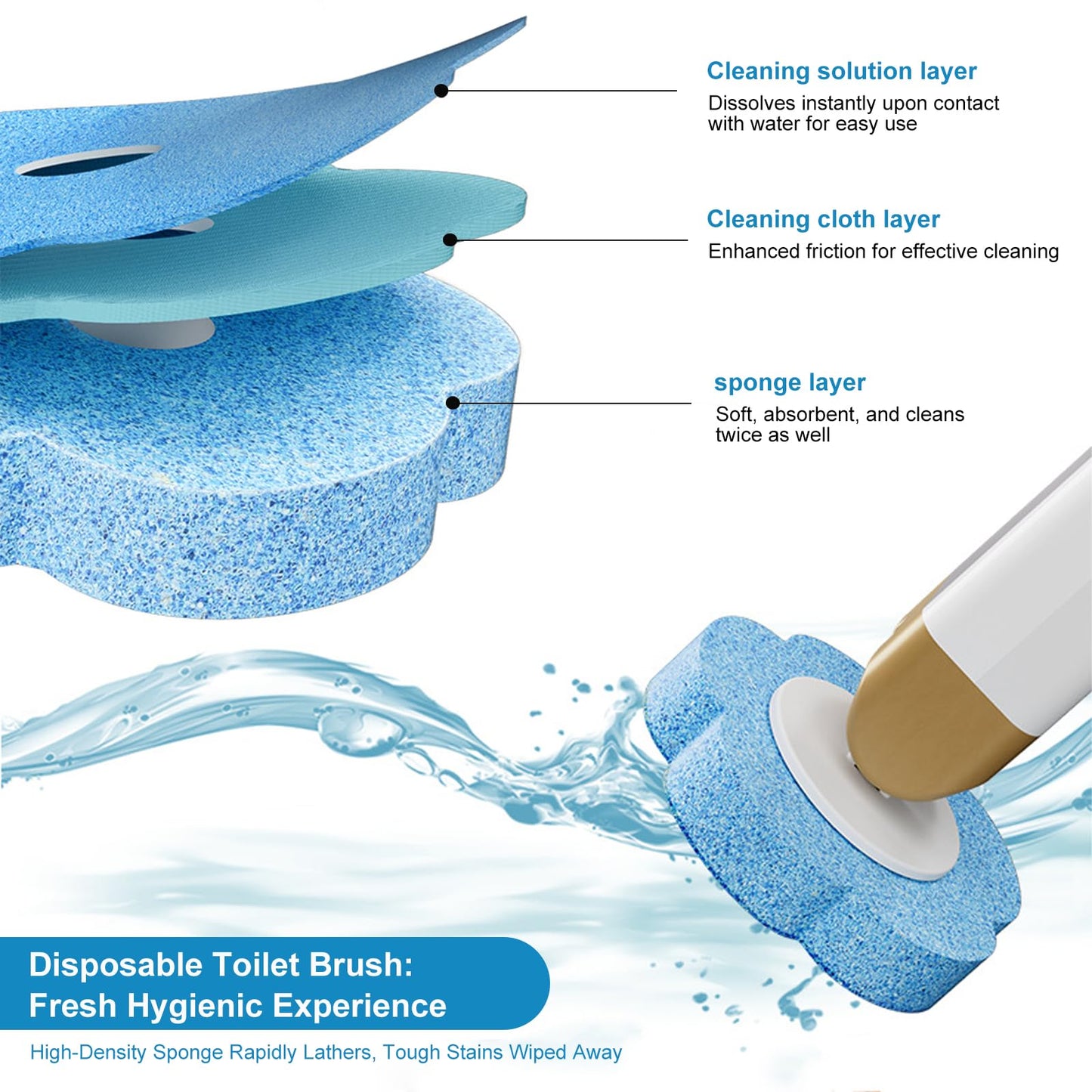 Disposable Toilet Brush with 36 Refills, Ocean/Lavender/Lemon Scent