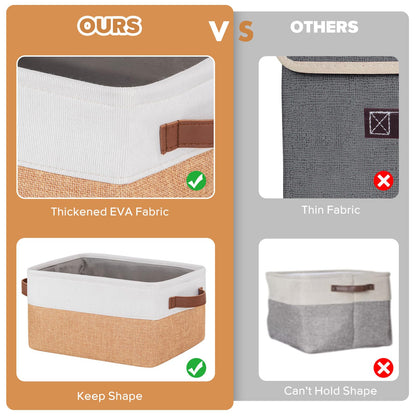 5 Pack Foldable Storage Bins with Handles, Natural Canvas Fabric Box Organizer for Shelves, Ideal for Clothes, Toys, Home Office Supplies 30x20x15cm