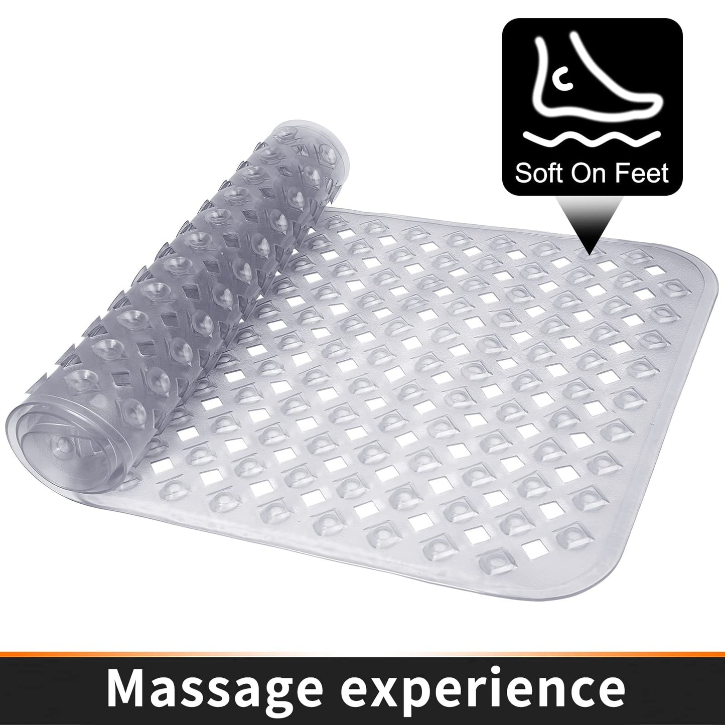 Yimobra Non Slip Bathtub Mat, Bath Mats for Tub, Shower Mat with Drain Holes Suction Cups, Machine Washable, BPA, Latex, Phthalate Free