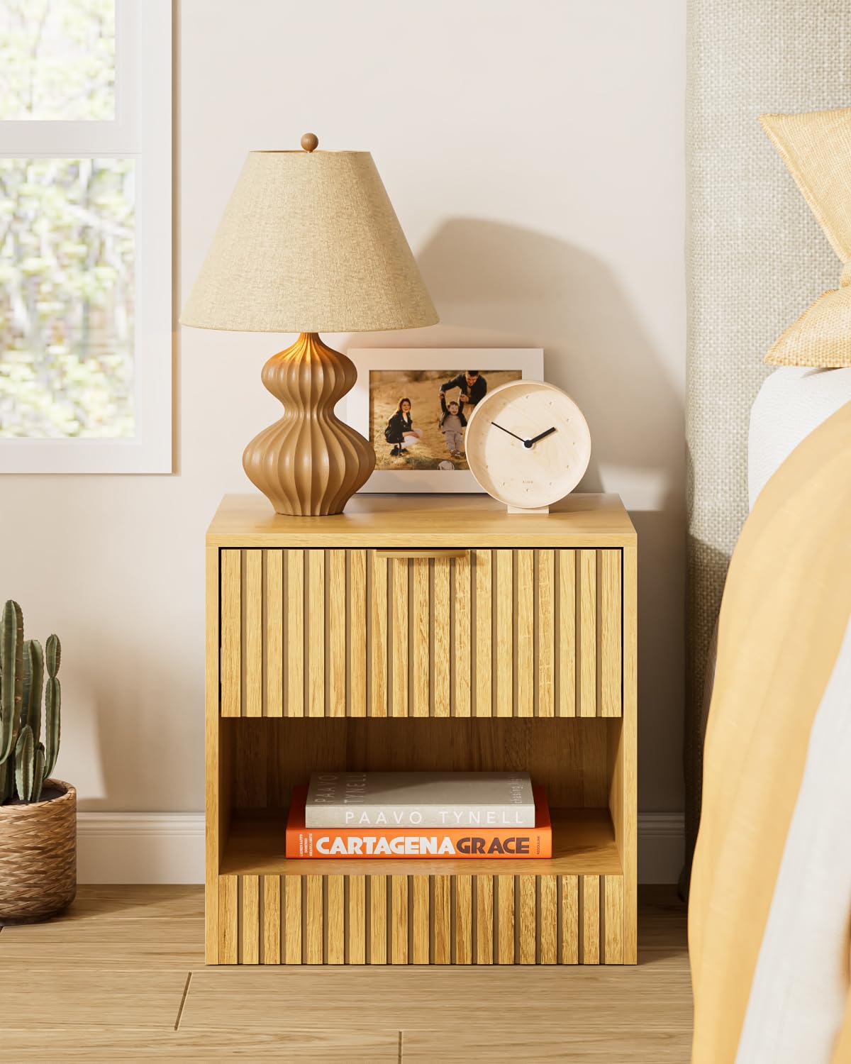 Apetaccat Small Bedside Table,41x28x39cm, Farmhouse Wooden Bedside Cabinet with Drawer,Kids Bedside Table Nightstand for Bedroom,Living