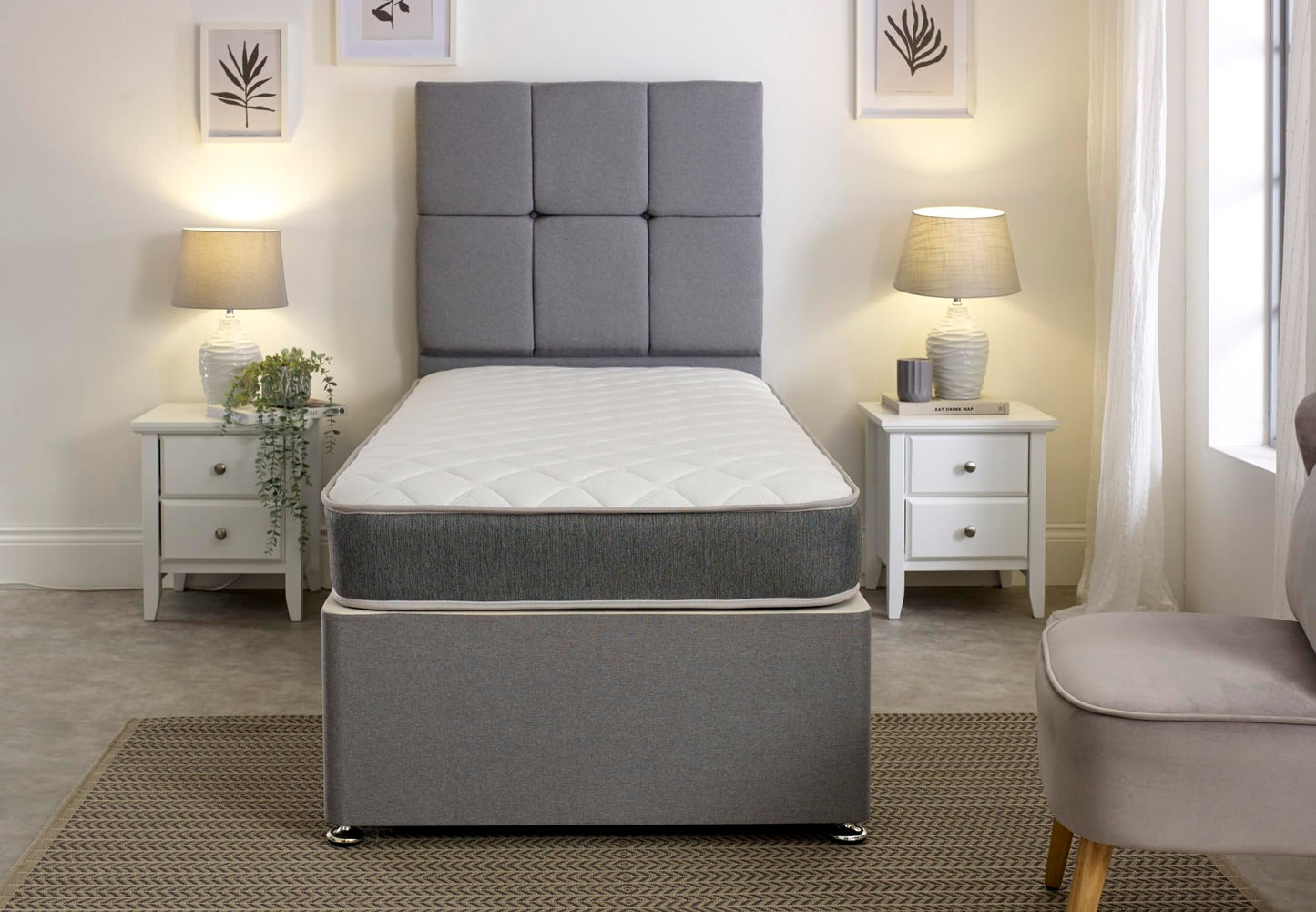 Extreme Comfort Hybrid Grey Essentials Mattress | 4ft Small Double (120cm x 190cm) | Memory Foam & Bonnell Spring | Plush Feel | Cooltouch Plus Sleep