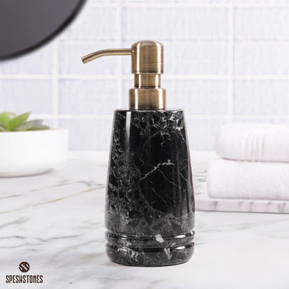 SPESHSTONES Marble Soap Dispenser 7.5 inches Black for Liquid Hand and Dish Soap for Kitchen Sink - Container for Sanitizer, Lotion