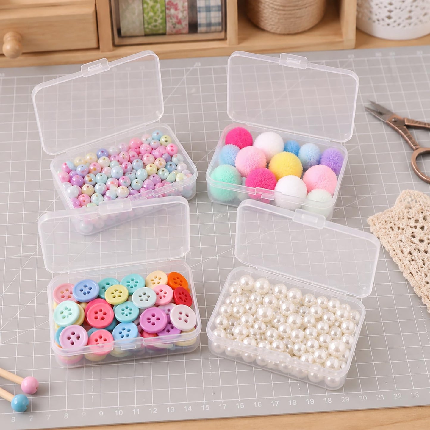 YYGMSS Plastic Storage Box with Lid for Small Parts Beads Craft Items Jewellery with Labels Compartments Container Organiser (16, 8.5 * 5.5 * 2.5cm)