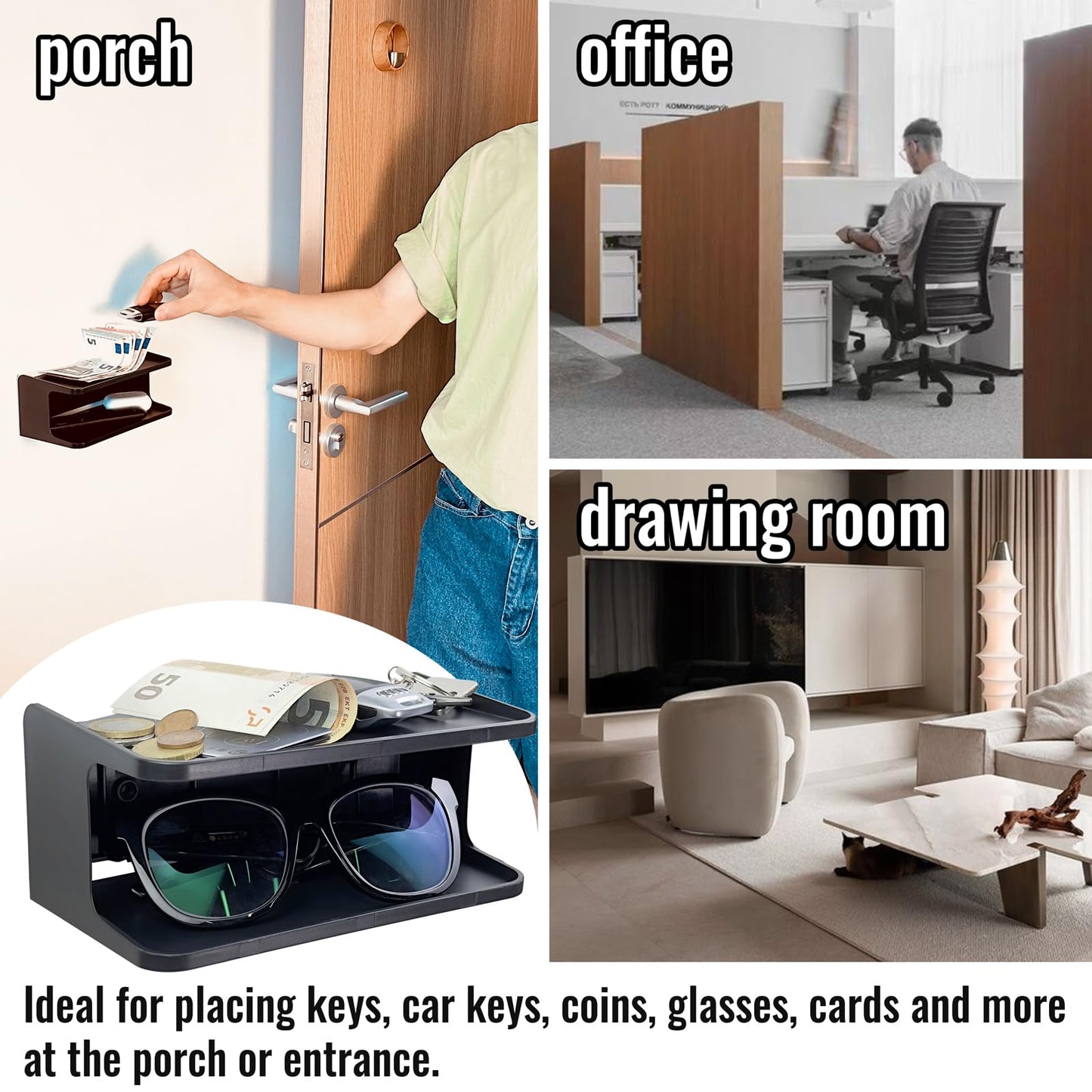sciuU 2-Layer Structure Bedside Wall Shelf Organizer - Universal Wall Mount