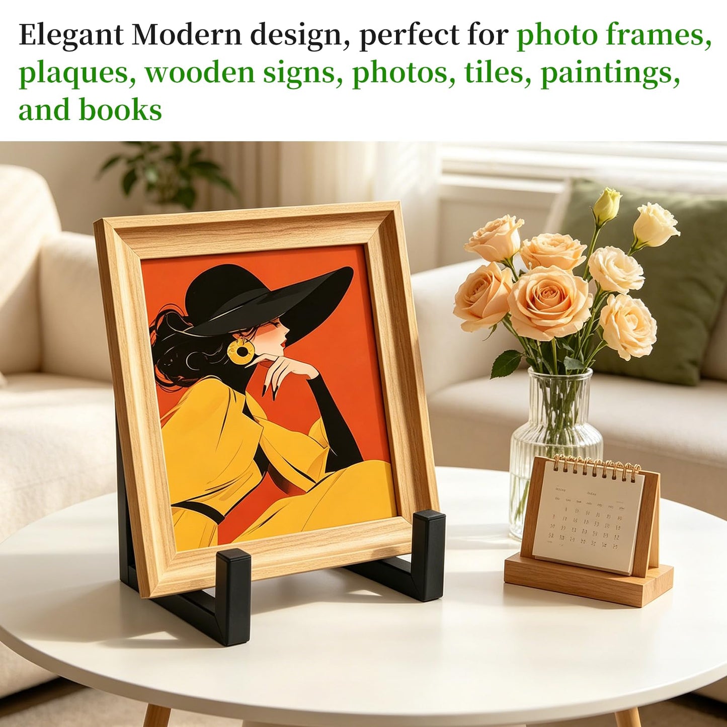 Ronyes 2-Pack Large Metal Plate Display Stands, 20-35 cm, Black Finish