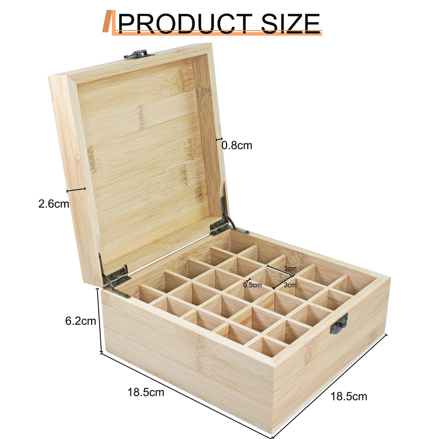 RoseFlower Bamboo Essential Oil Storage Box Home Fragrance Carrier Case, Holds 25 Bottles for 5, 10, 15ml