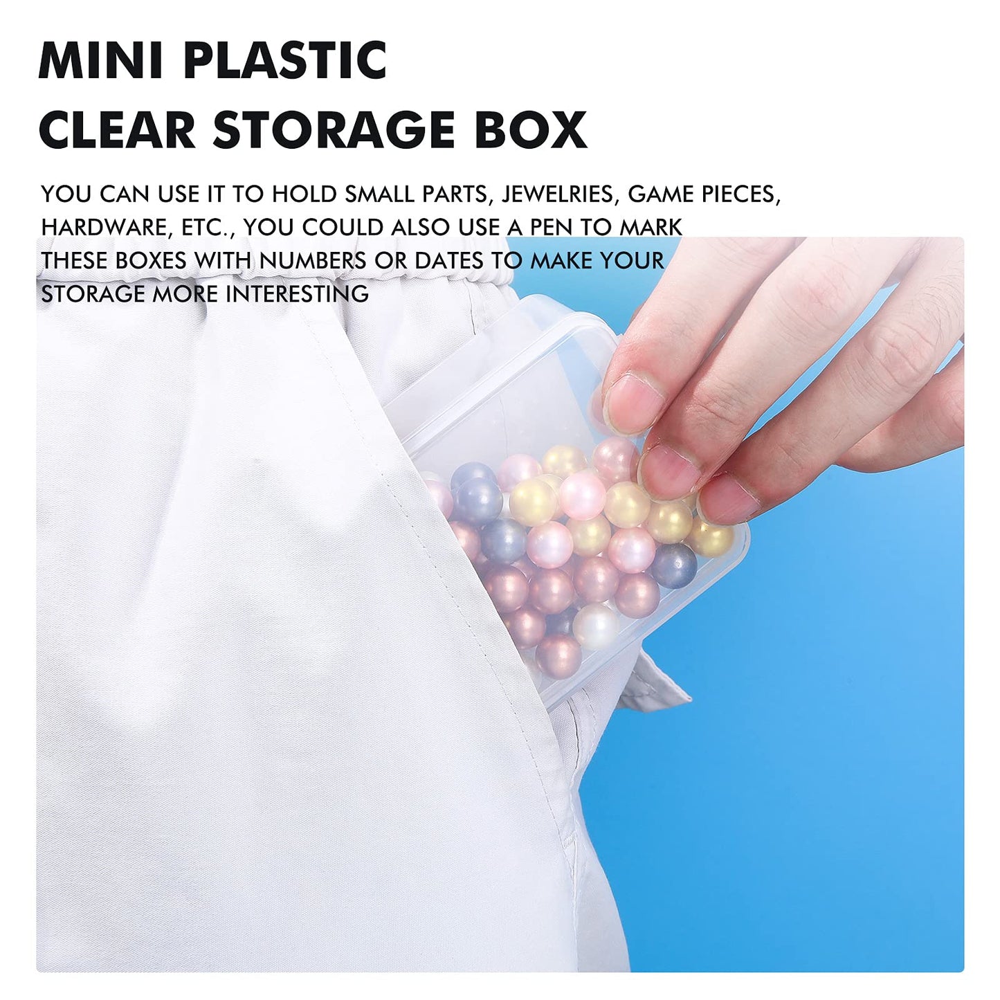 Jetec 6 Pieces Small Clear Plastic Storage Box,2.5 X 2.5 X 1.6 Inch