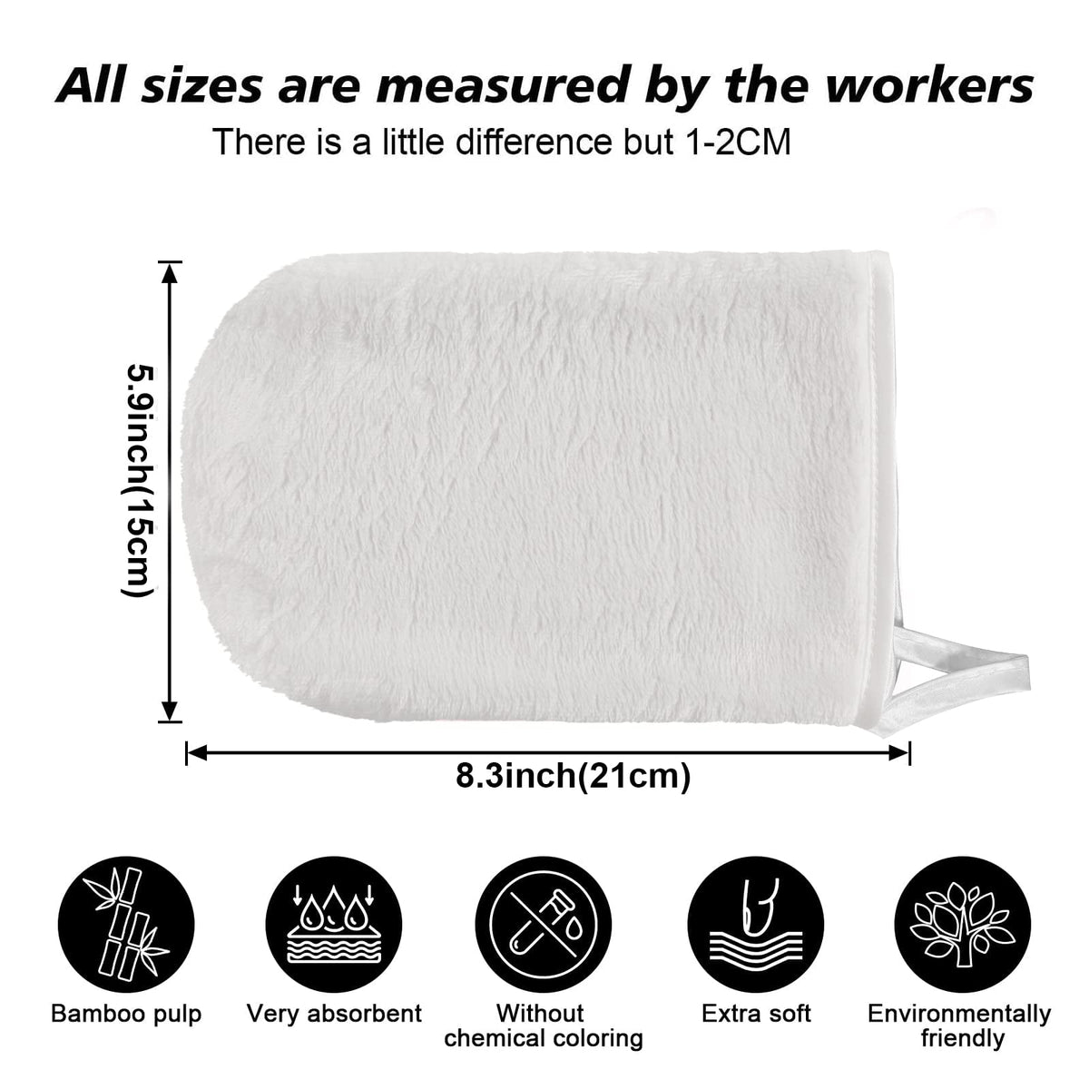 PHOGARY Pack of 10 Crystal Velvet Face Wash Mitts Set, Crystal Velvet Soft Face Mitts, Bath SPA Cloth, Reusable Makeup Remover Mitt Gloves, 15x21 cm