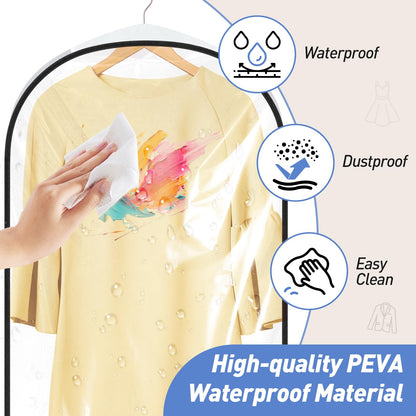 Alyvisun 3PCS Clear Garment Bags with Side-zips, Hanging Dress Bag Large Capacity 110cm/43in, Waterproof Clothes Covers Protector for Closet Storage