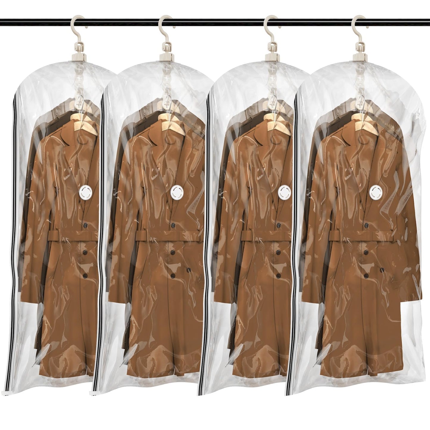 TAILI Hanging Vacuum Storage Bags, Vacuum Storage Bags for Coats, 4 Jumbo