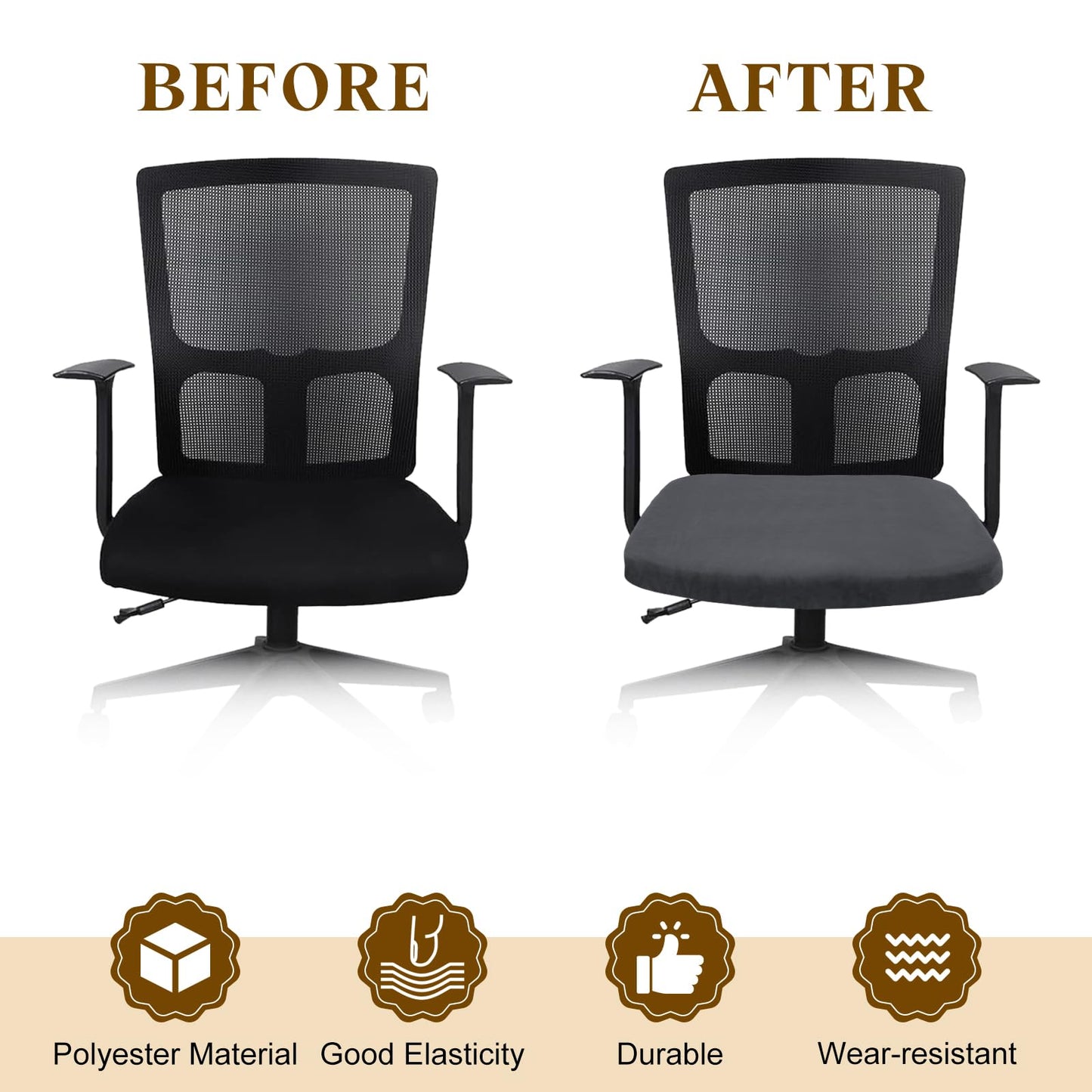 sourcing map Office Chair Cover, Stretchable Soft Rotating Chair Slipcover Washable Desk Computer Seat Cover Protector for Office Home, L(45-48cm)