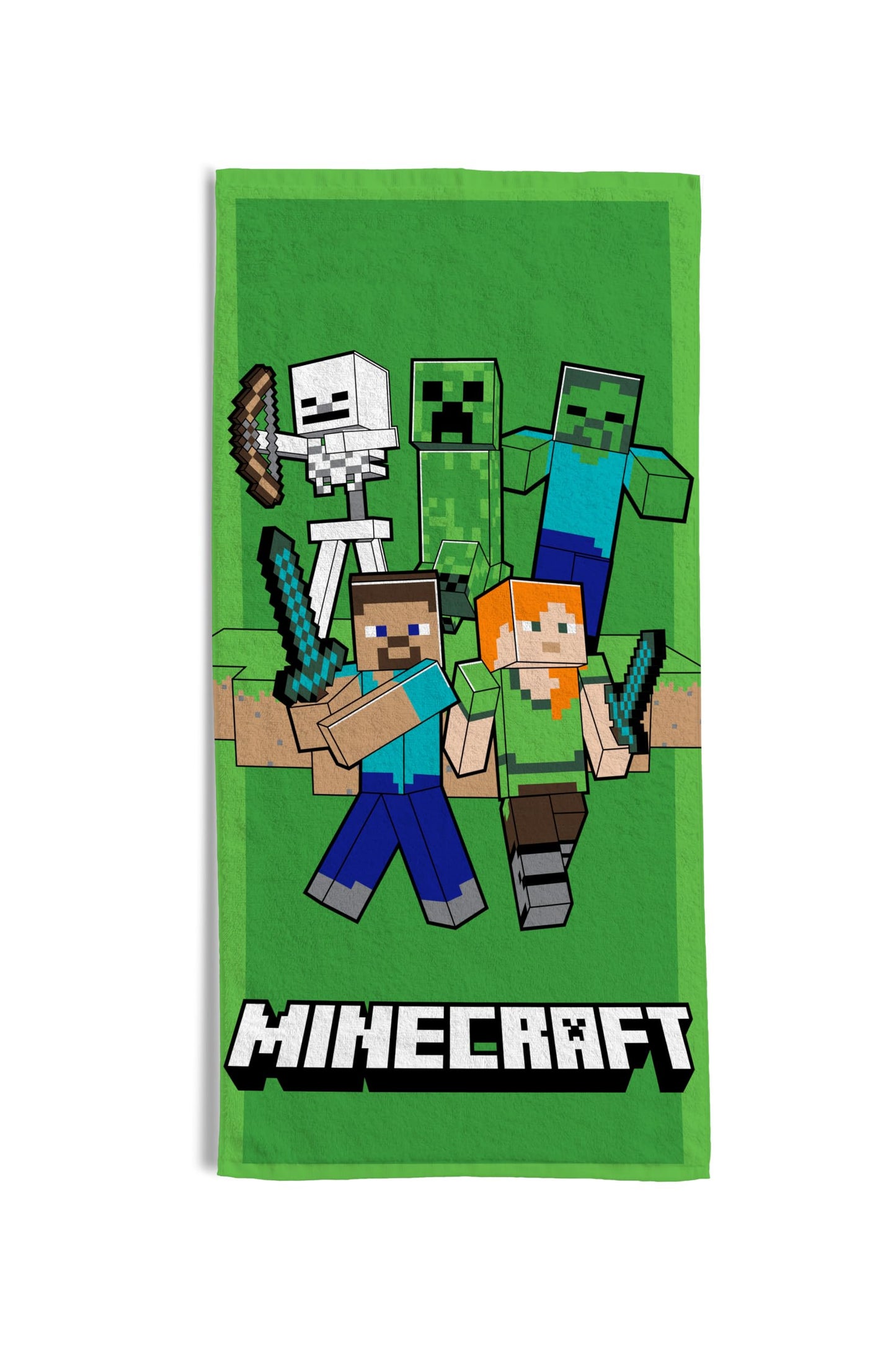 hermet, Minecraft Beach Towel, 70 x 140 cm, Beach or Pool Towel, 100% Soft Cotton, Practical and Lightweight