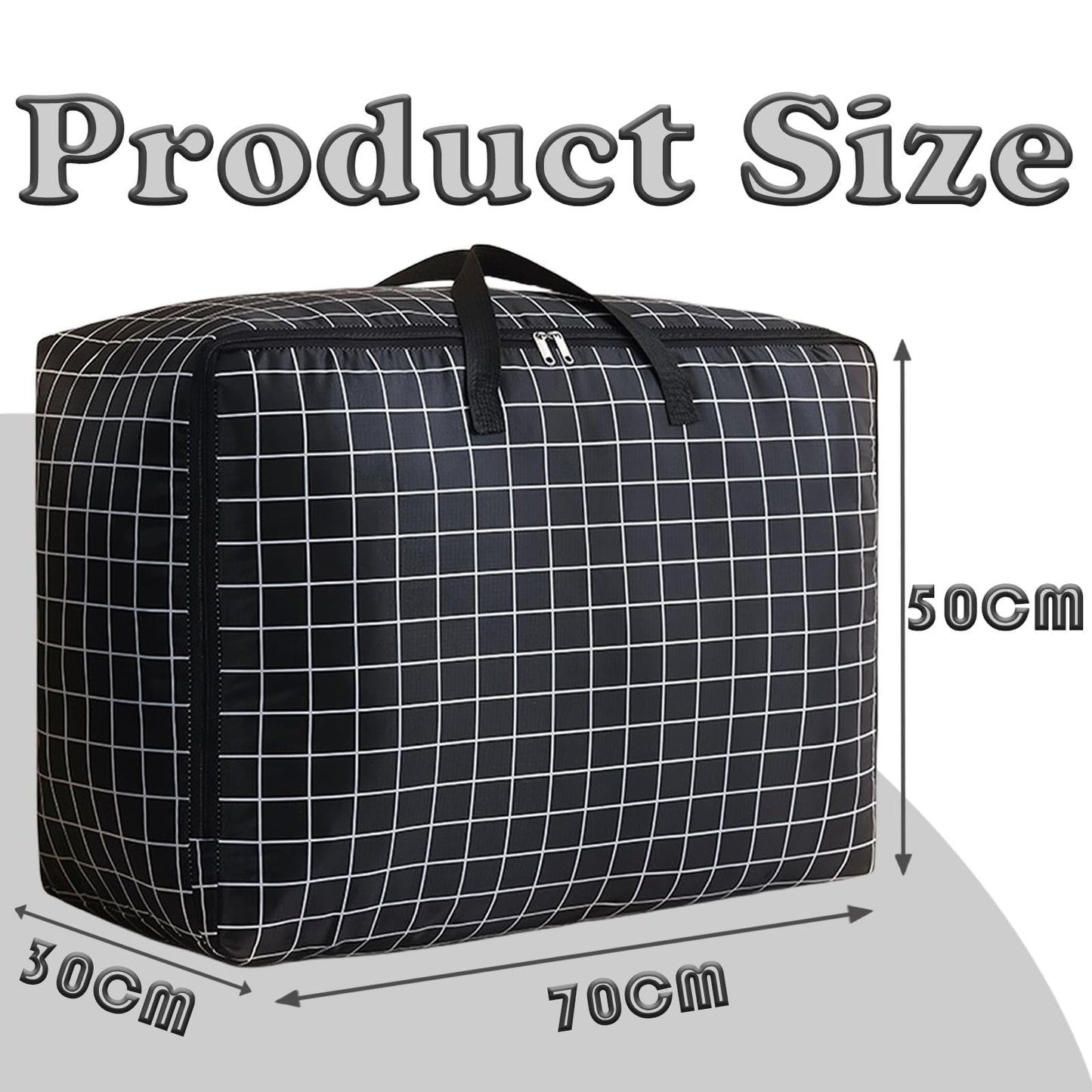 Storage 2 Pcs Large bag 105L Wardrobe Heavy Duty Laundry Oxford Cloth Duvet King Size Moisture Proof Black White Plaid