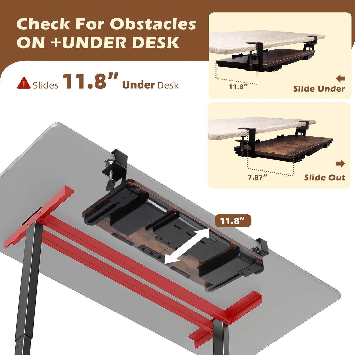 Large 26.77" Keyboard Tray Under Desk with Storage Drawer - Heavy Duty C-Clamp Mount, Ergonomic Computer Keyboard Stand for Home Office, Easy Install