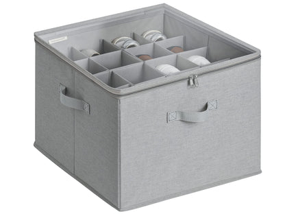 StorageWorks Shoe Organizer for Closet, Fabric Shoe Storage Bins with Clear Cover, Adjustable Dividers for Shoe Storage, Grey, Shoe Cube Organizer