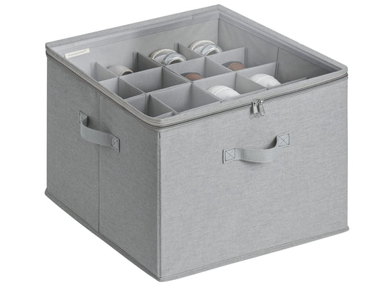 StorageWorks Shoe Organizer for Closet, Fabric Shoe Storage Bins with Clear Cover, Adjustable Dividers for Shoe Storage, Grey, Shoe Cube Organizer