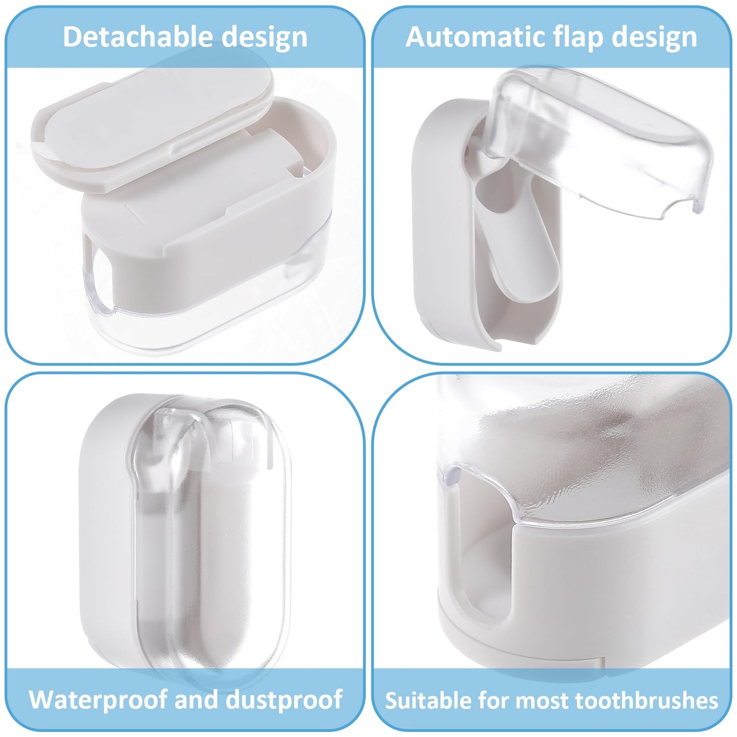 3Pcs Wall Mounted Toothbrush Holder, Ymapinc Toothbrush Wall Holder Self Adhesive Electric Toothbrush Holder with Cover for Bathroom Toothbrush Head