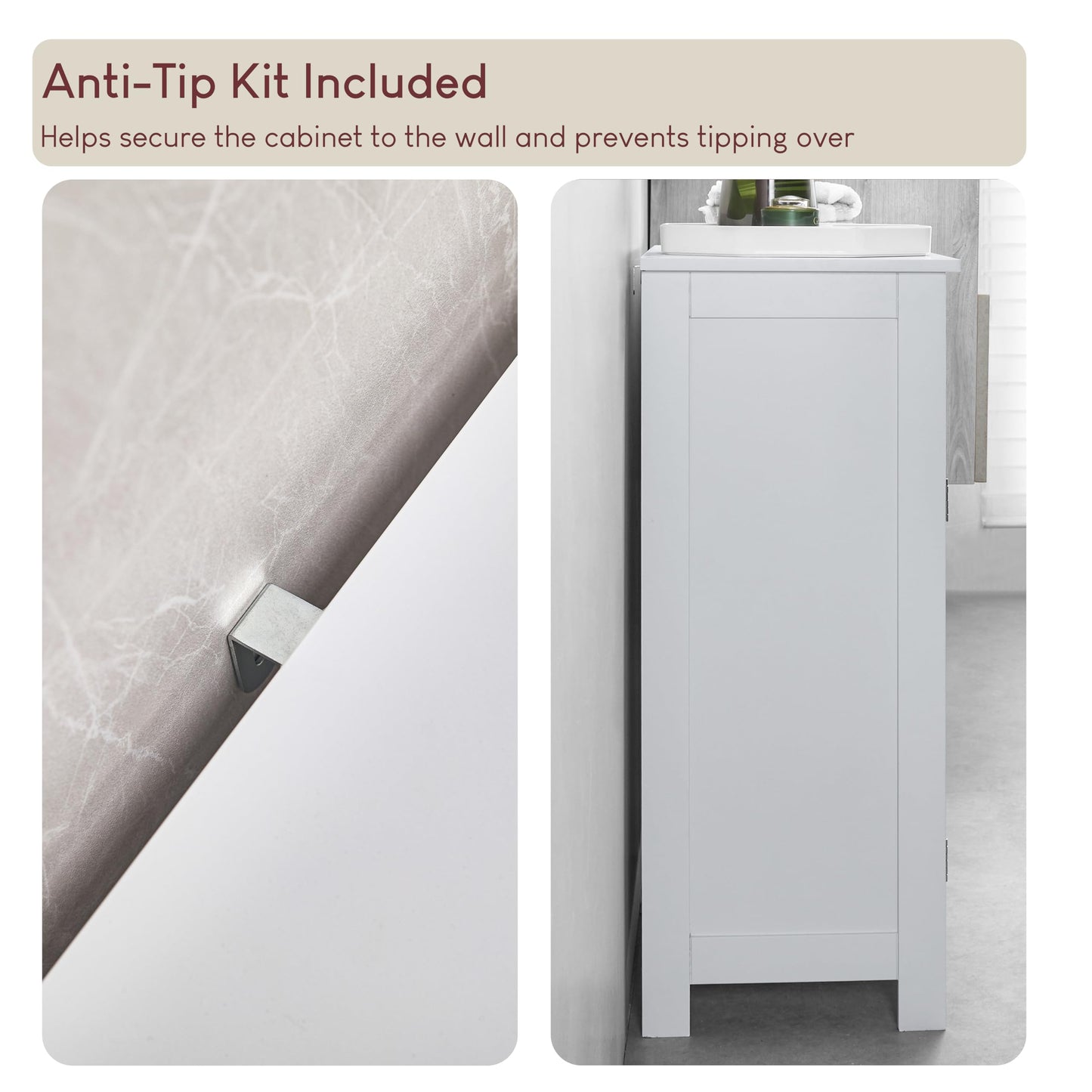 Bath Vida Priano Freestanding 2 Drawer 2 Door Bathroom Floor Cabinet, White