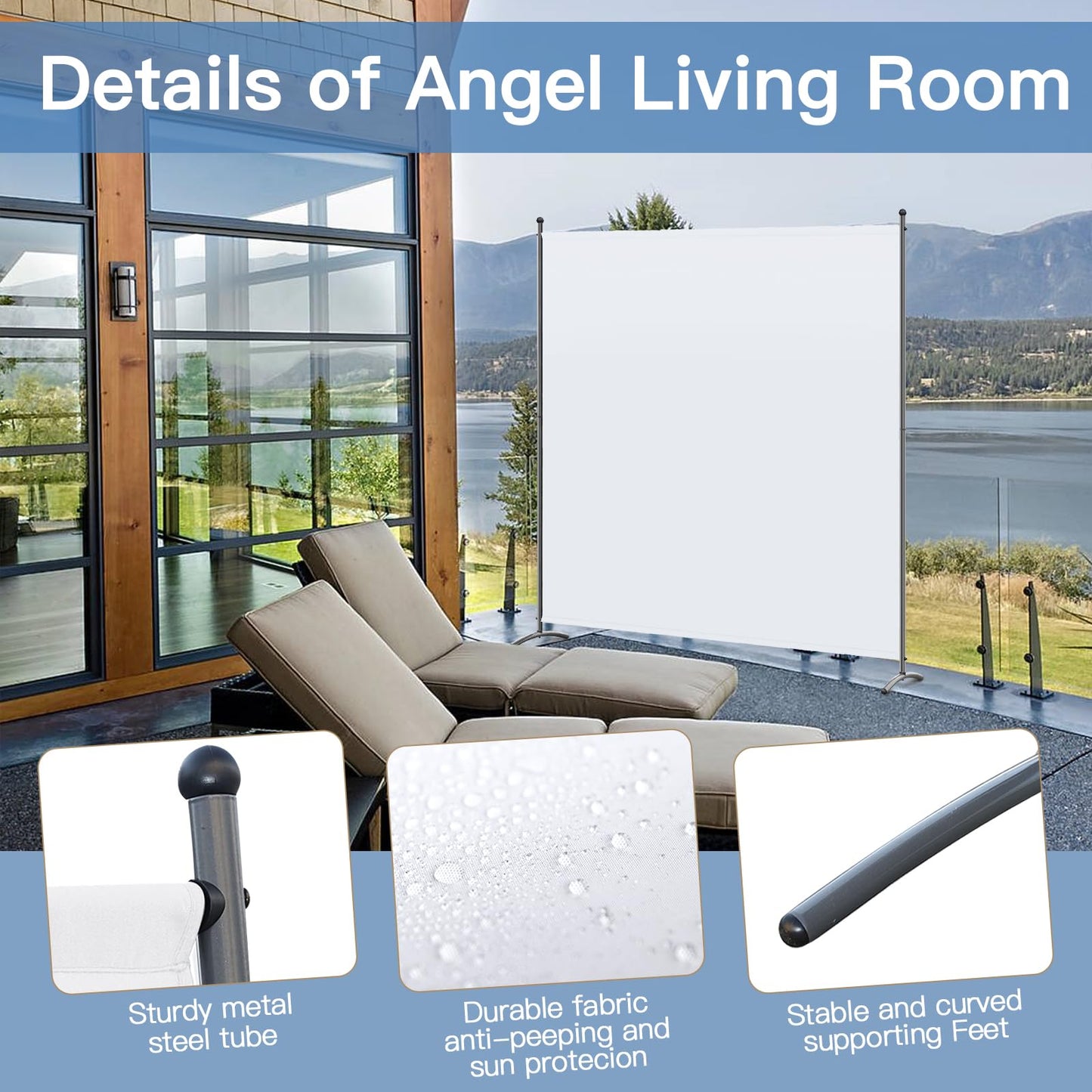 Angel Living 1 Panel Room Divider, Privacy Screen Composed of Polyester Fabric and Sturdy Iron Frame