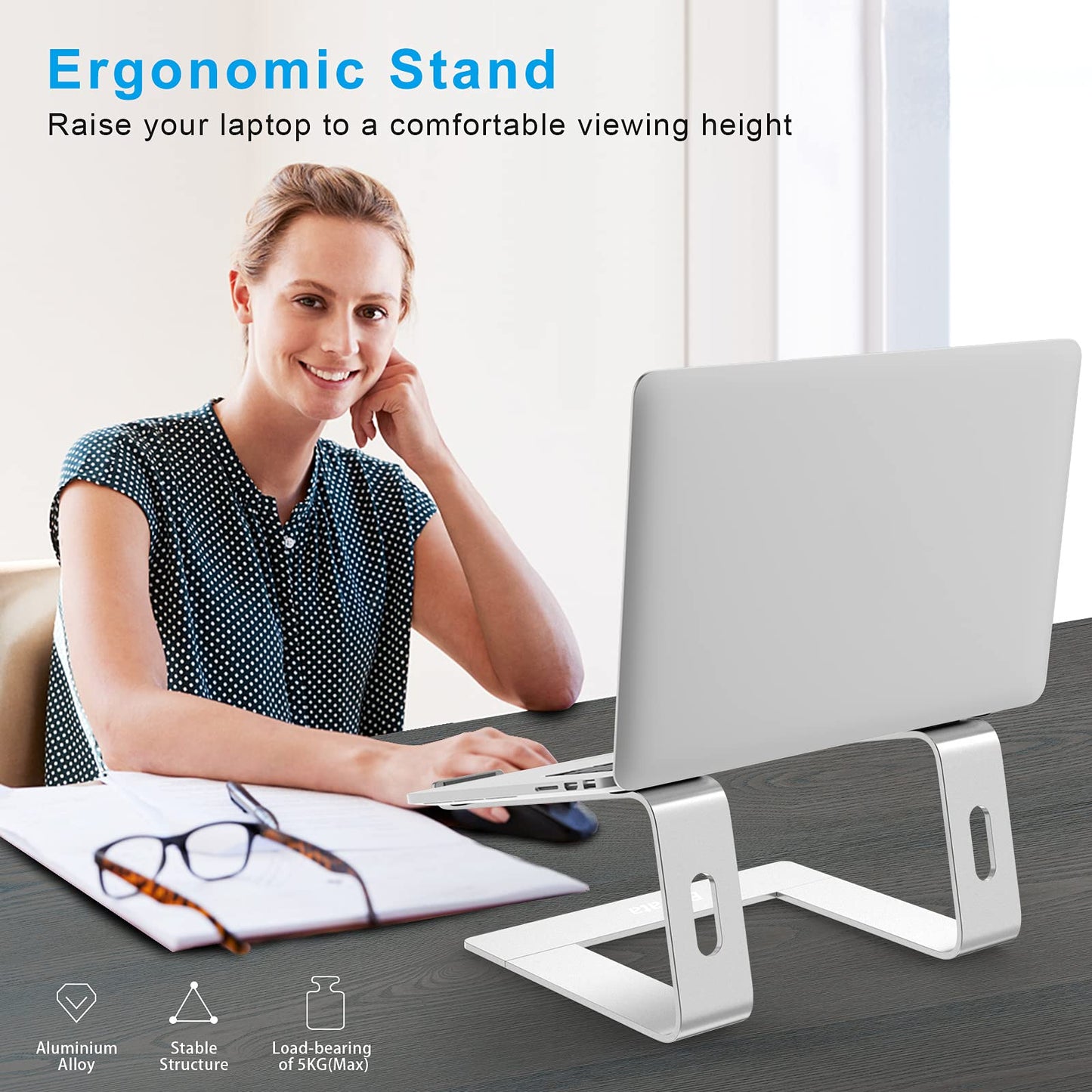 BoYata Laptop Stand, Ventilated Laptop Stand for Desk, Laptop Riser