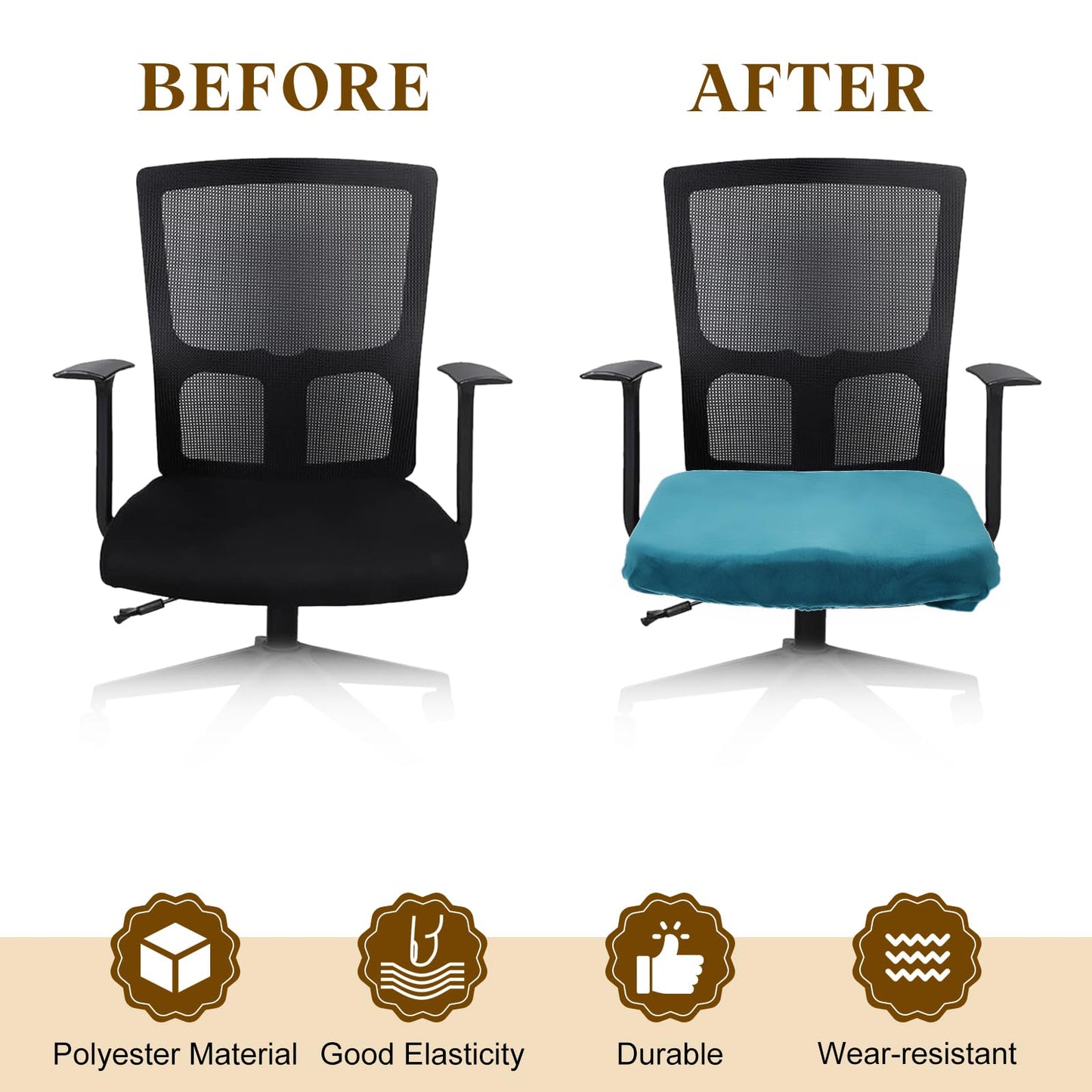 sourcing map Office Chair Cover, Stretchable Soft Rotating Chair Slipcover Washable Desk Computer Seat Cover Protector for Office Home, L(45-48cm)