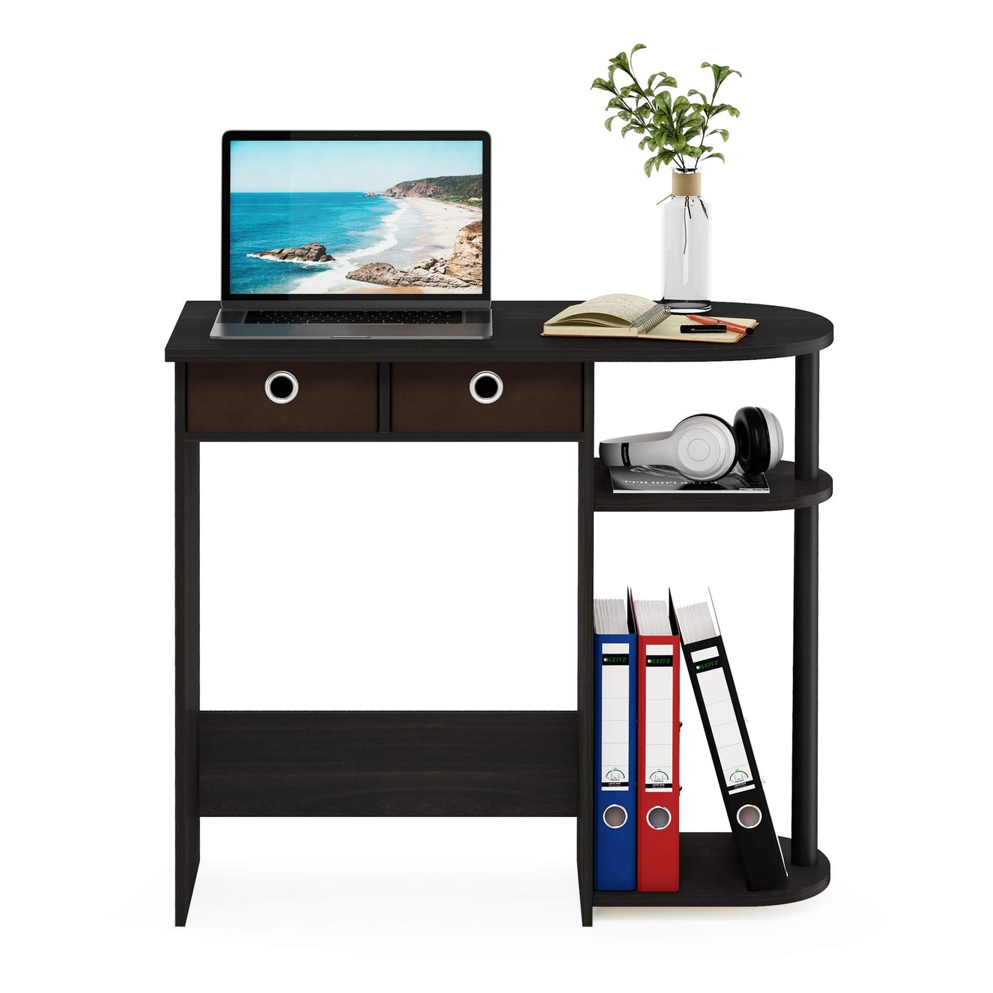 Furinno Go Green Home Laptop Notebook Computer Desk, Study Desk, Writing Desk, Espresso/Black/Brown