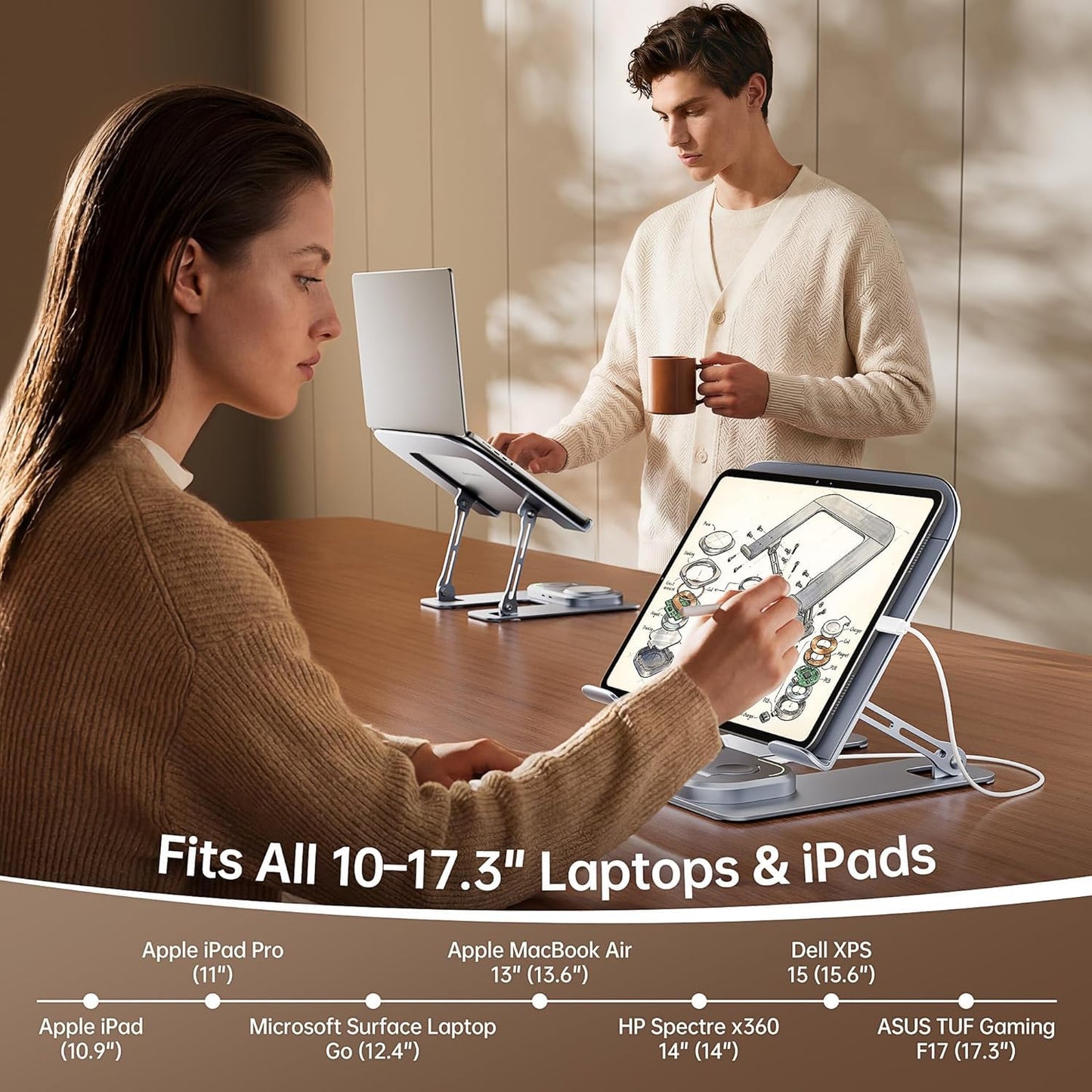 Nolansend Laptop Stand with 4-in-1 Wireless Charging Station