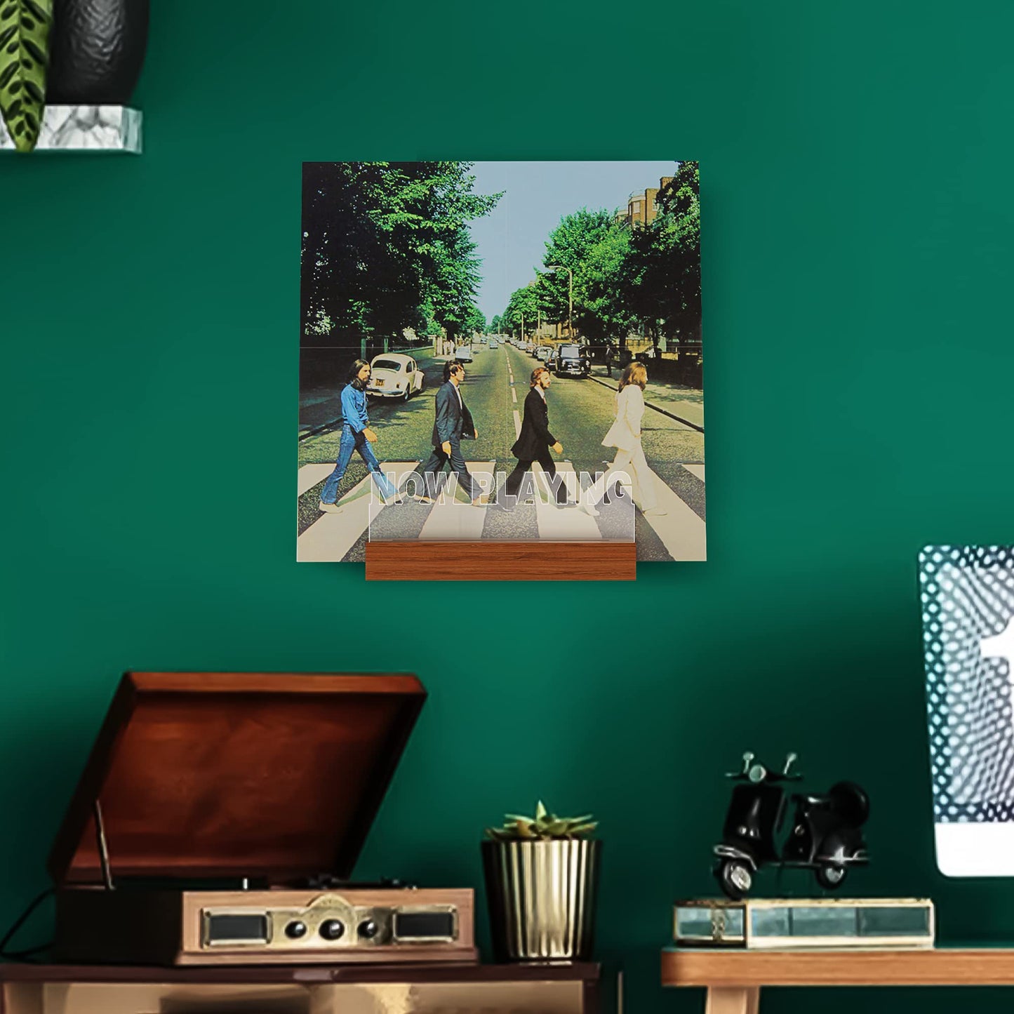YuanDian Light up Now Playing Vinyl Record Stand Wall Mount, Now Spinning Record Player Stand