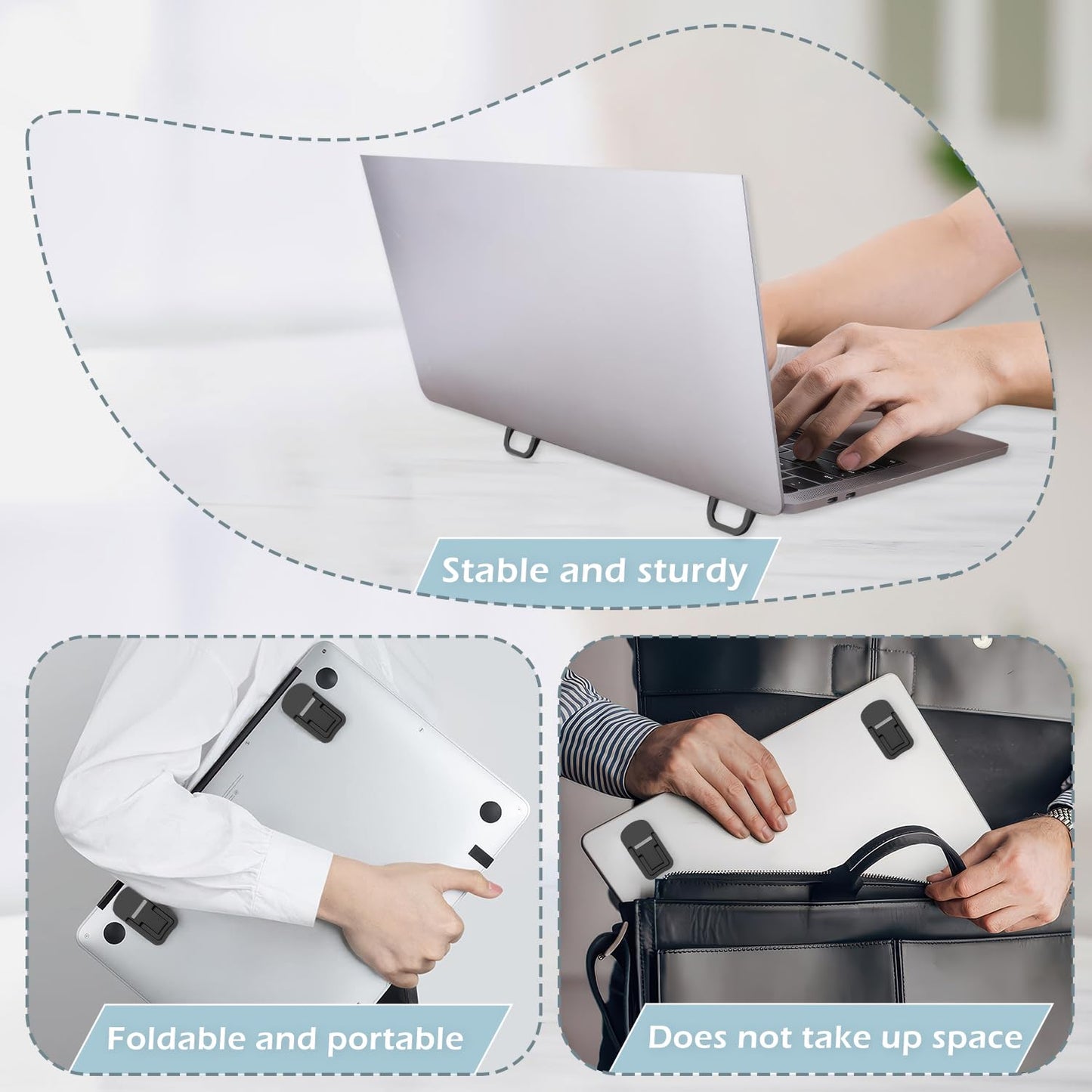 2 Pcs Keyboard Riser, Mini Keyboard Stand Adjustable Laptop Feet Self-Adhesive Keyboard Stand PC Keyboard Stand Pc for Most Keyboards（Black）