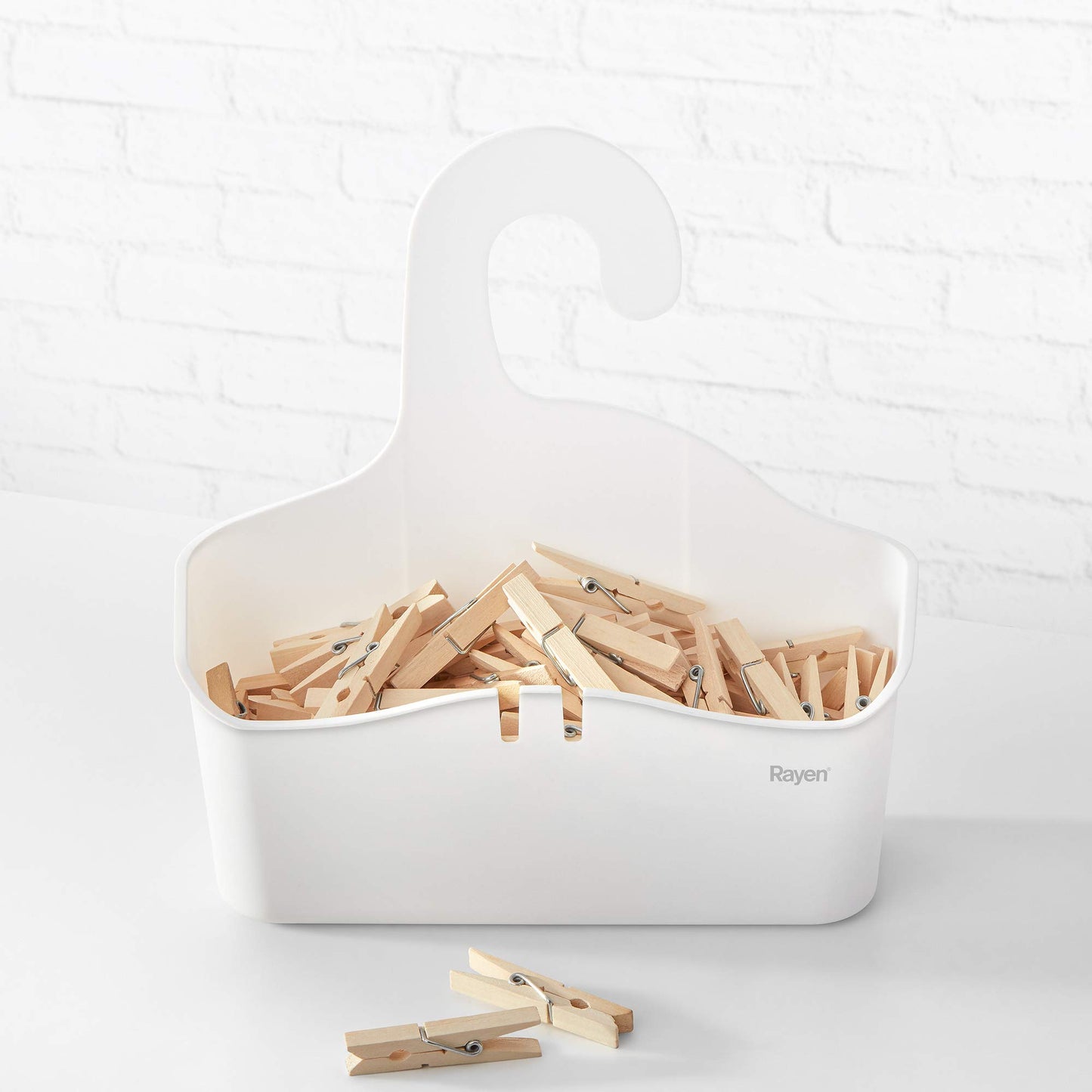 Rayen Hanging Shower Basket, White, Measurements: 28 x 8 x 28 cm (2001.01)