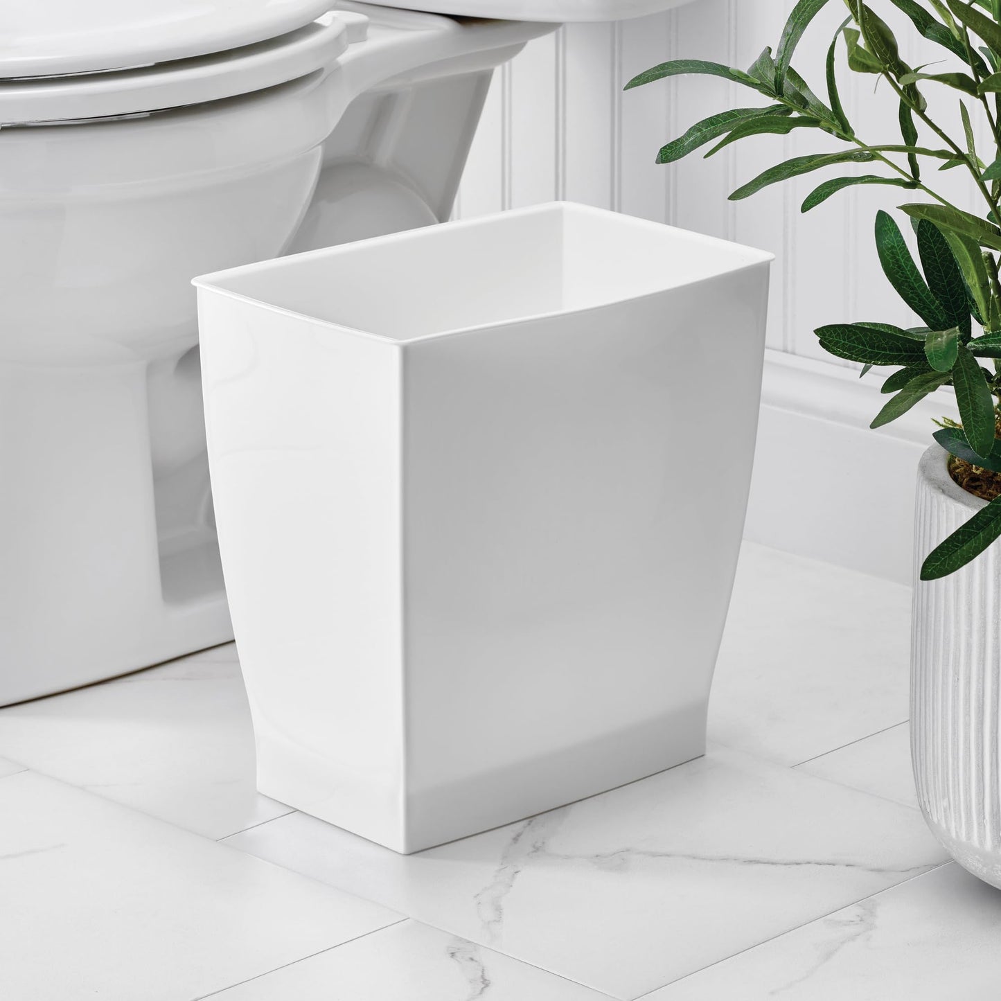 iDesign Mono Rubbish Bin, Plastic, White