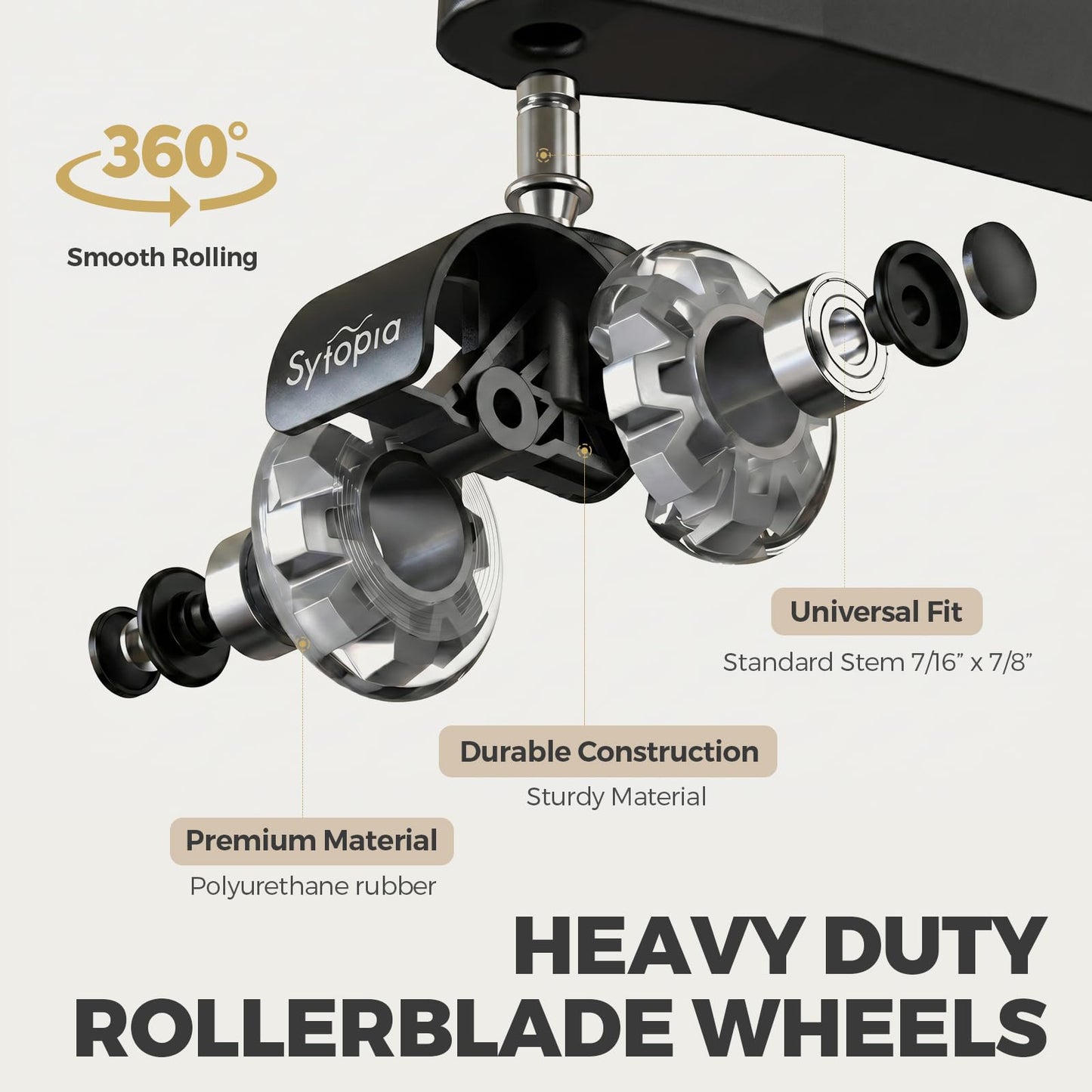 Office Chair Wheels-2 Inch Replacement for All Hardwood and Carpet Floors, Heavy Duty Rollerblade Style Computer Desk Chair Casters