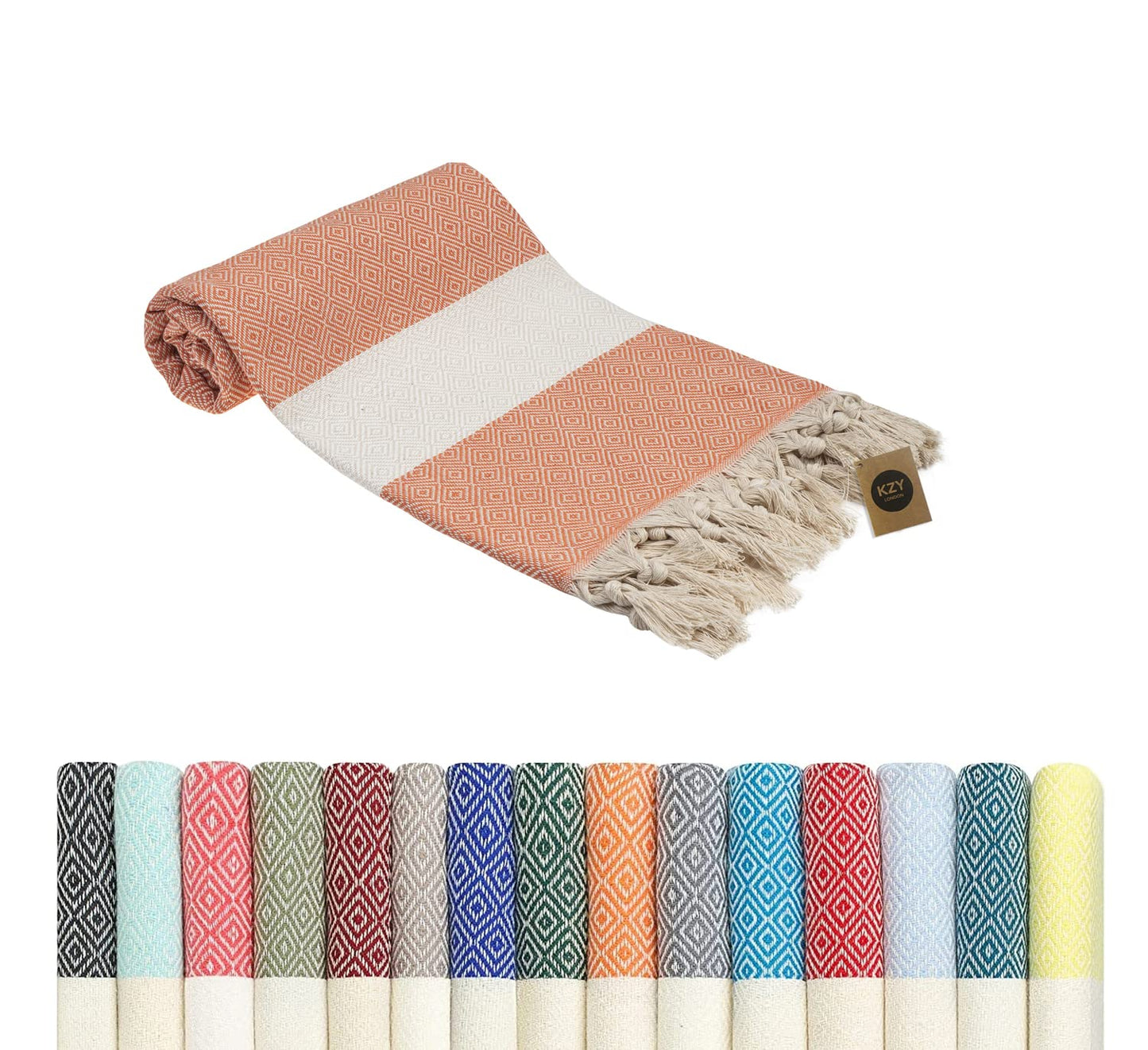 KZY LONDON Beach Towel - Large Turkish Beach Towels for Camping, Swimming, Bath, Gym, Picnic - Quick Dry, Super Absorbent, Lightweight
