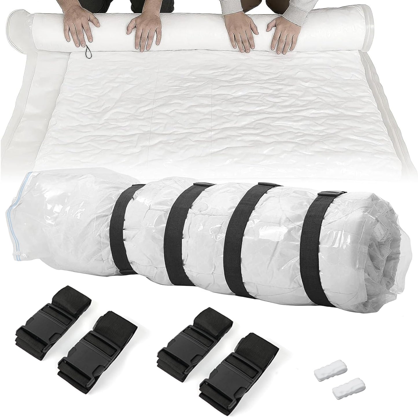 MeiQraft King Size Mattress Vacuum Storage Bag 200×250cm with 4 Straps & 2 Seal Clips for Memory Foam, Latex Mattresses