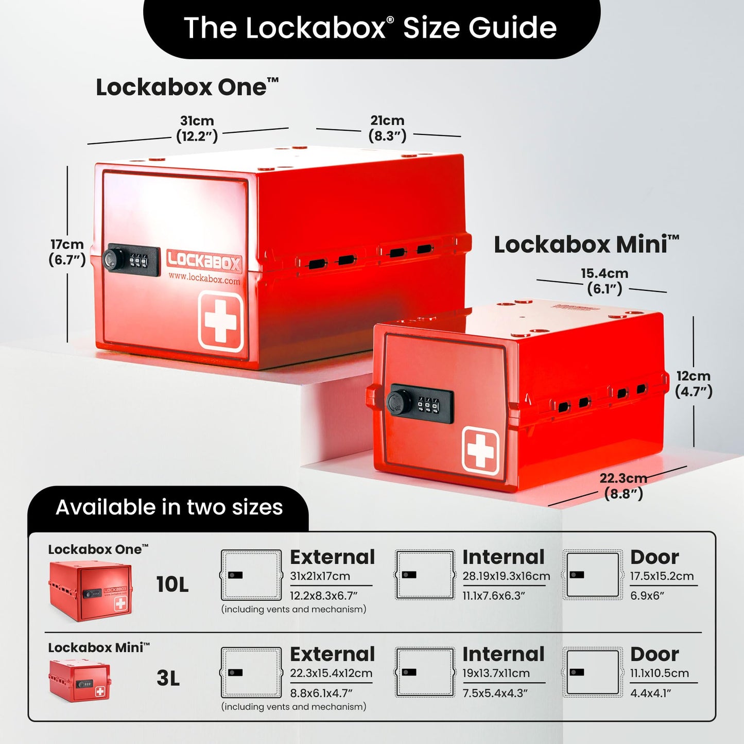 Lockabox One Medi Red | Premium Lockable Medicine Box | 10 Litre Lightweight & Hygienic Medicine Lock Box | BPA-Safe