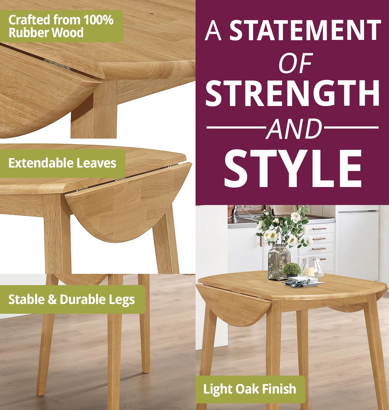 Hallowood Furniture Ledbury Small Drop Leaf Dining Table and Chairs Set 2