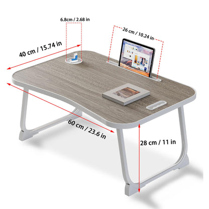 Laptop Bed Desk, Lap Desk Breakfast Tray Table for Eating, Reading, Writing, Laptop Stand for Bed, Sofa, Home and Office Grey