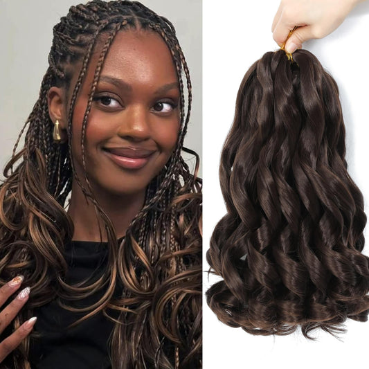FALEMEI French Curl Braiding Hair 12 Inch 8 Packs Curly Braiding Hair Pre Stretched French Curls Braiding Extension Curl Crochet Braids Spiral