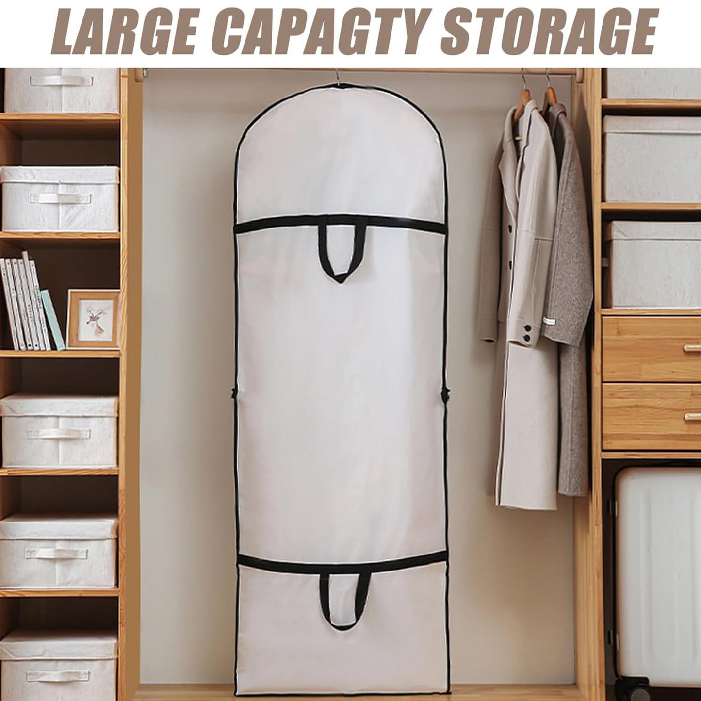 Long Dress Bags Covers Garment Storage bags with Zip Wedding Dust Cover Foldable Washable Clear Lightweight Garment Bags for Travel Weddings Suits