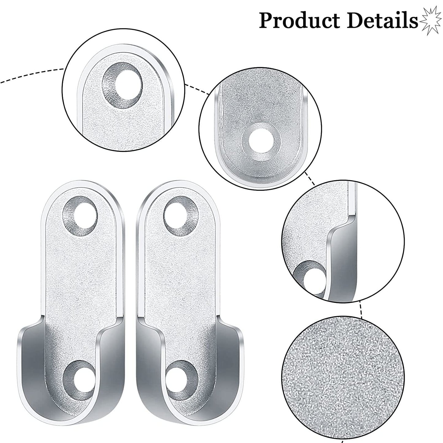 TA-VIGOR Oval Closet Rod End Supports Dia 16mm, Zinc Alloy 4Pcs Wardrobe Hanging Rail Rod Fittings Wardrobe Flange Bracket Holder
