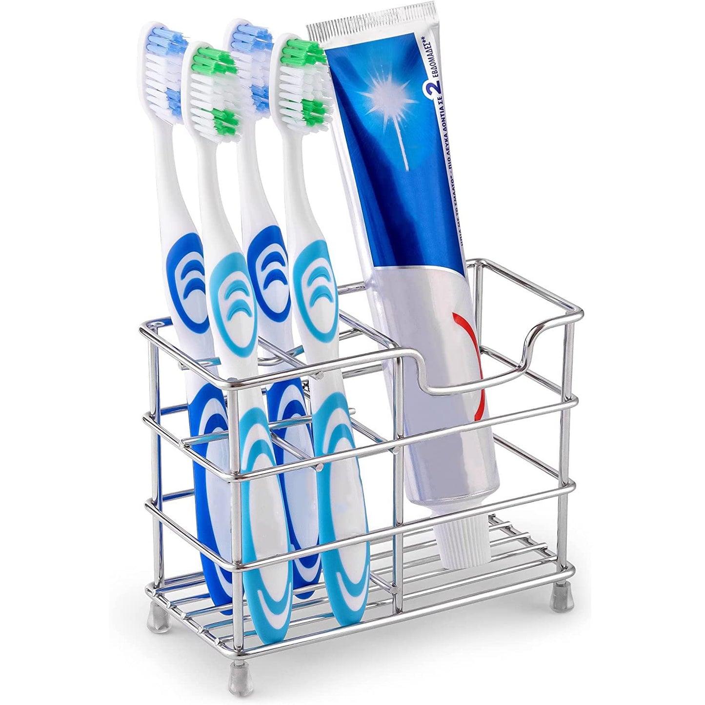 Toothbrush Holder Metal 4 Slots Ventilated Wall Mount Rack Mould-Proof Stainless Steel Stand for Electric Toothbrush Toothpaste Razor Shaver Comb