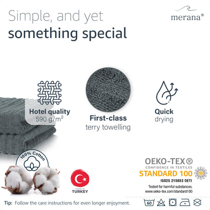 Merana OSLO towel set | quick-drying, soft & lint-free | terry luxury quality | 100% cotton terrycloth | OEKO-TEX | 590 GSM