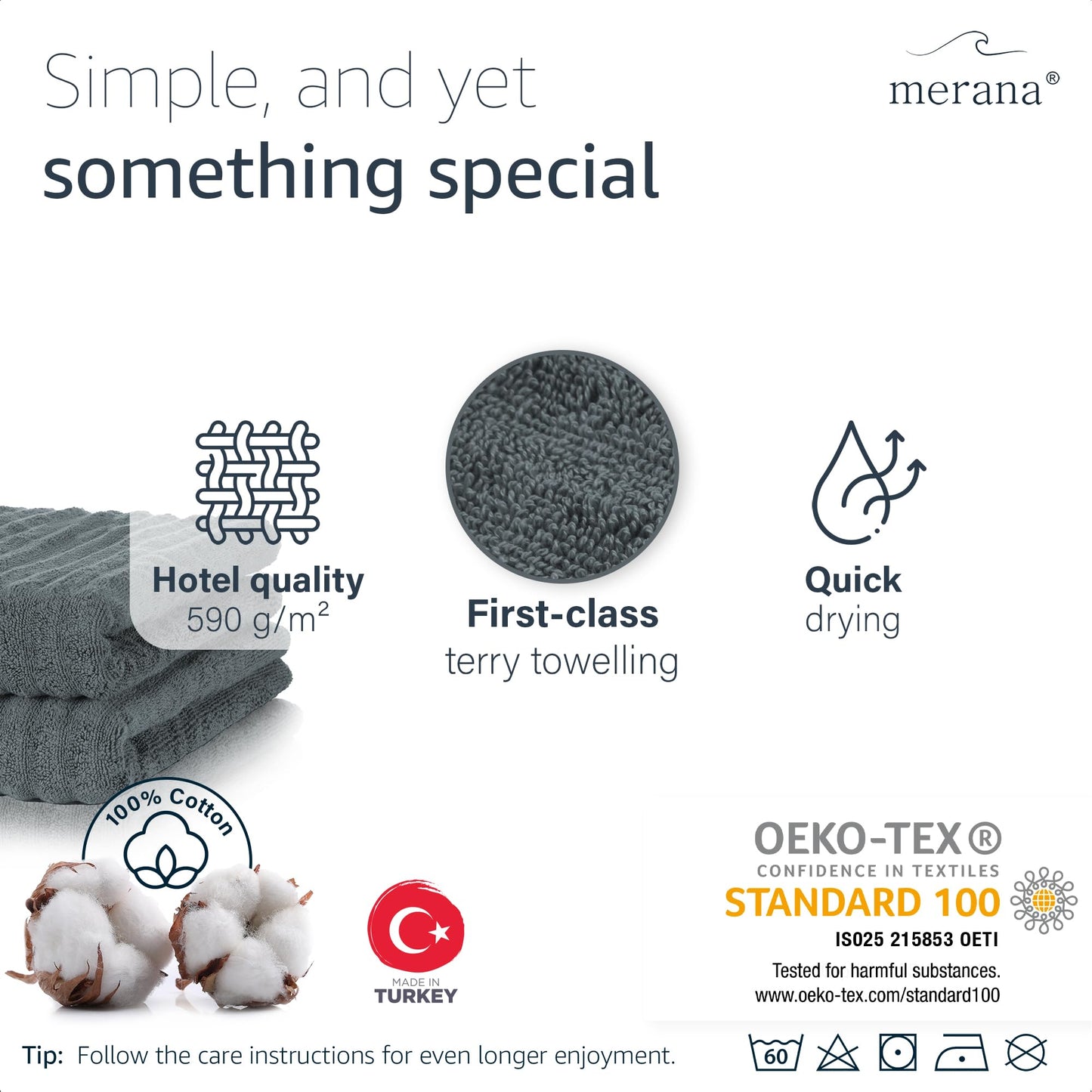 Merana OSLO towel set | quick-drying, soft & lint-free | terry luxury quality | 100% cotton terry | OEKO-TEX | 590 GSM | gift set | Dark gray