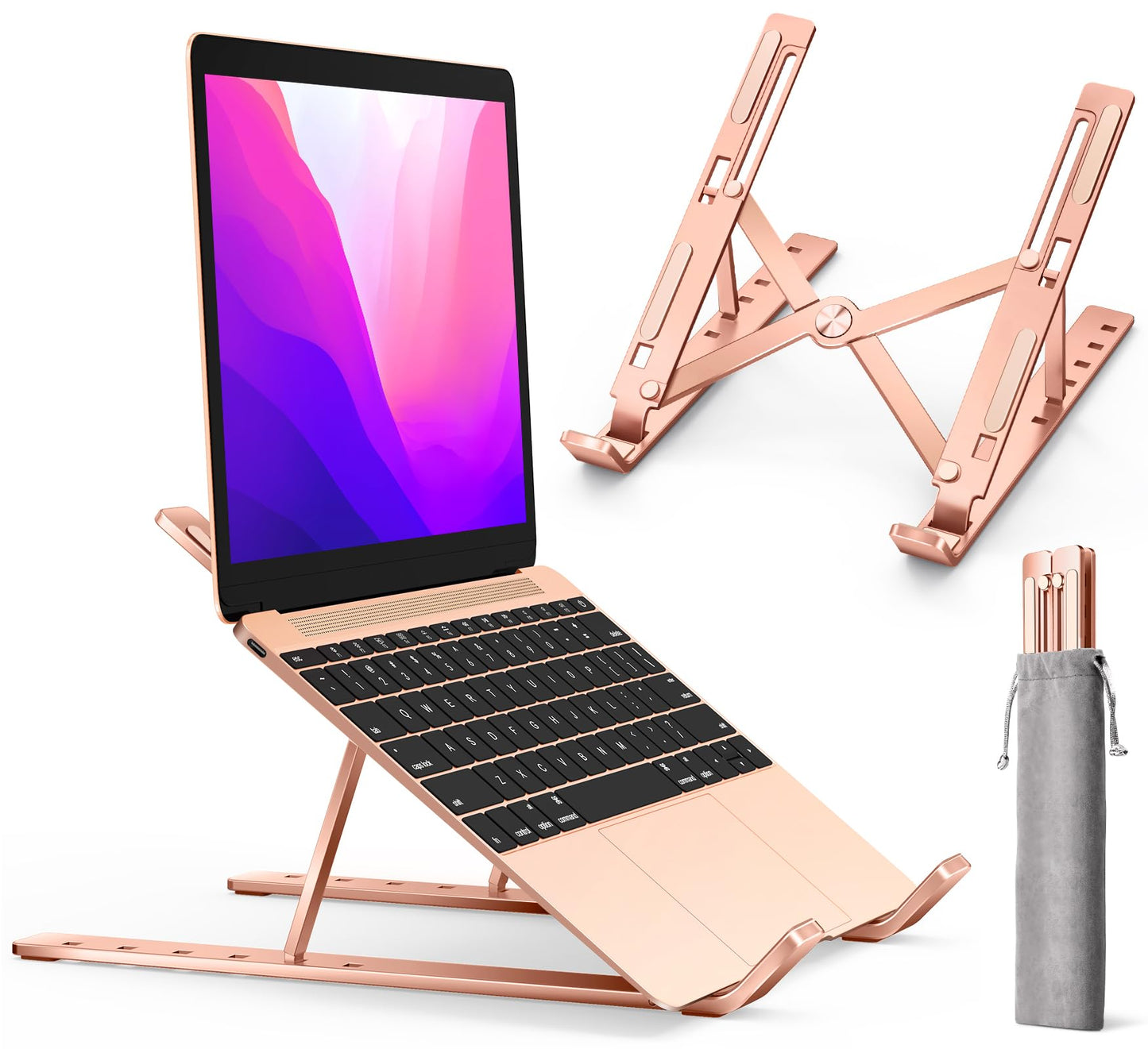 ivoler Laptop Stand, Adjustable Laptop Riser Aluminum Ergonomic Foldable Portable Tablet Holder Desk Laptop Holder, Notebook Stand for MacBook