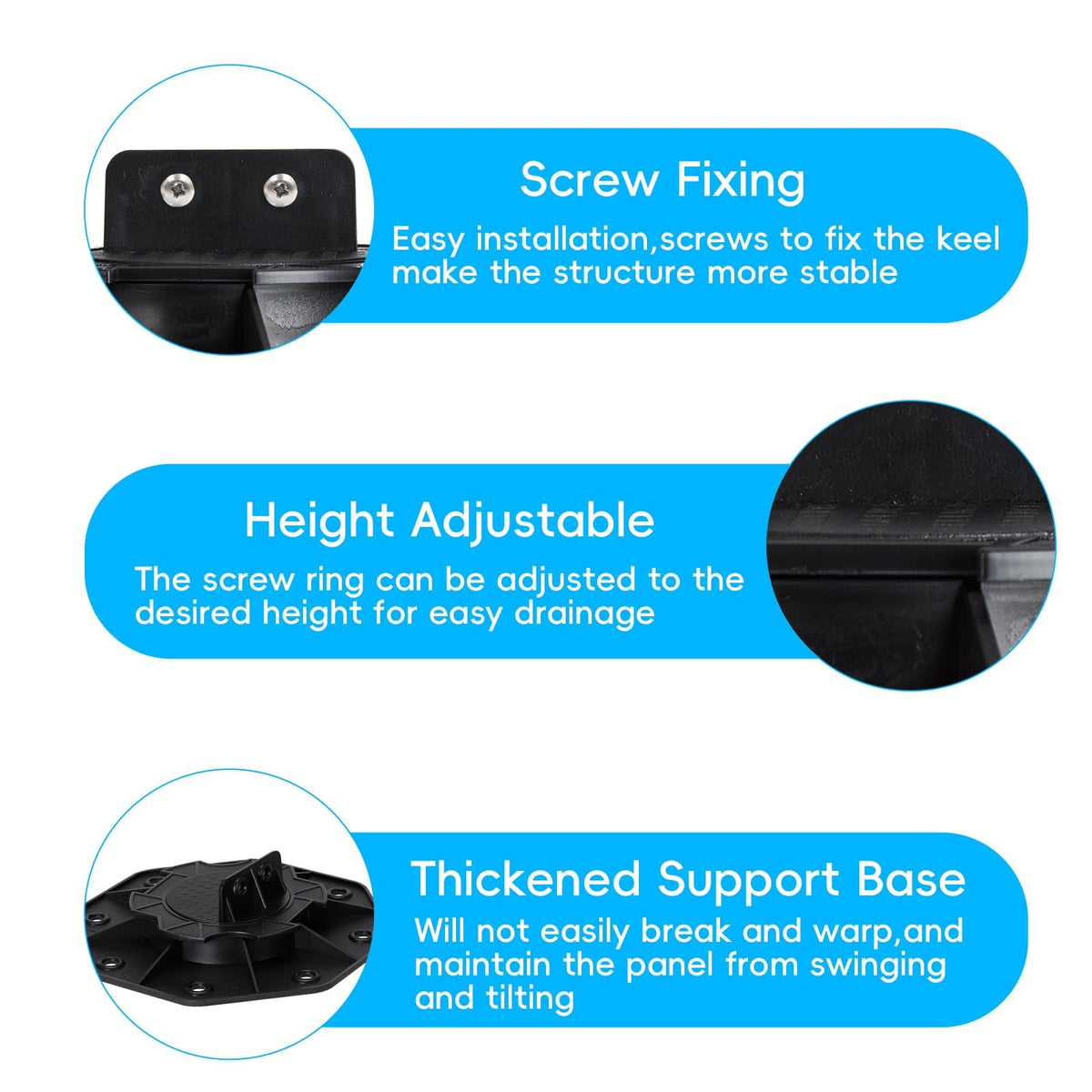 10 Pack Adjustable Decking Pedestal 18-30mm, Heavy Duty Joist Support Riser